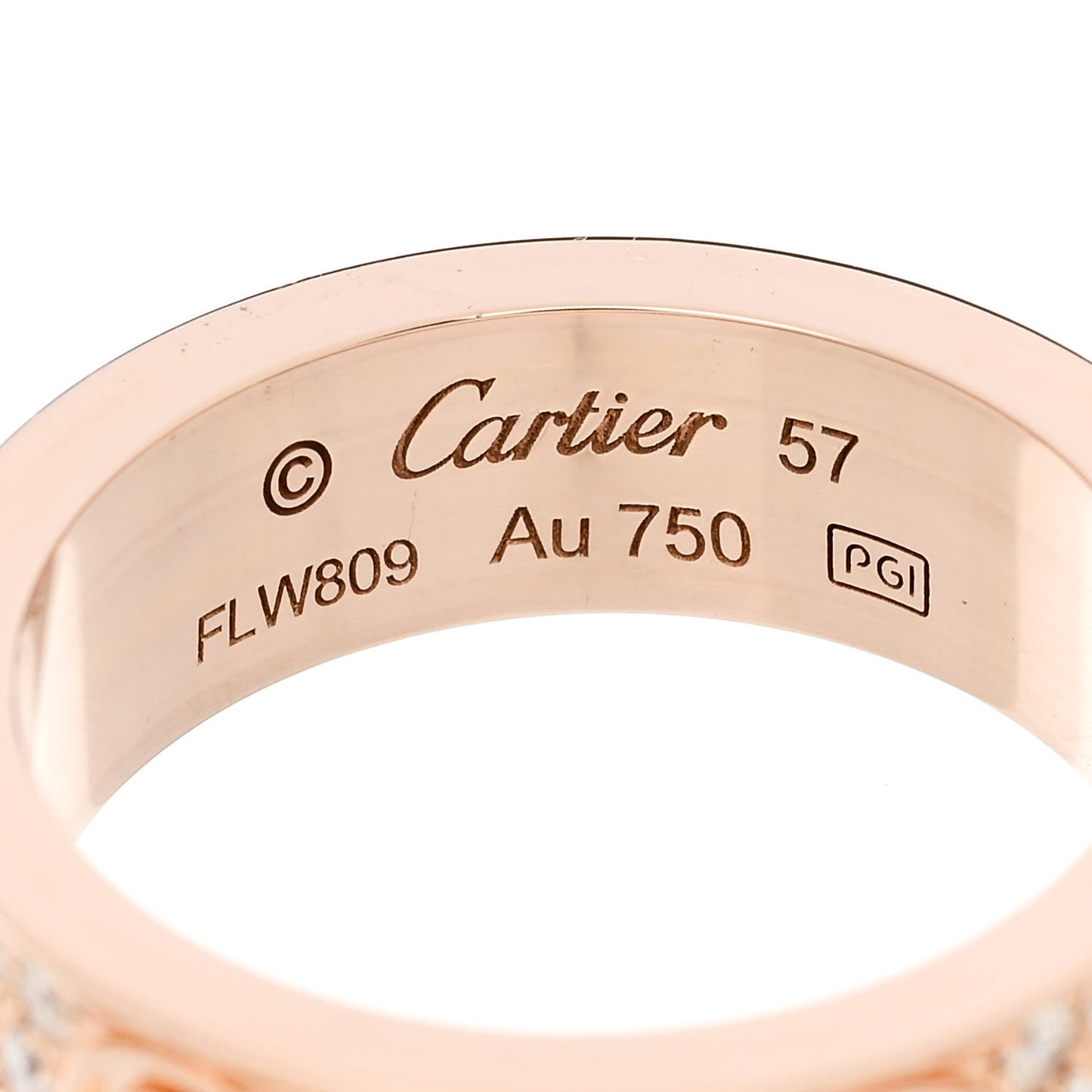 18K Pink Gold Diamond 6.5mm LOVE Paved Ring 57 8