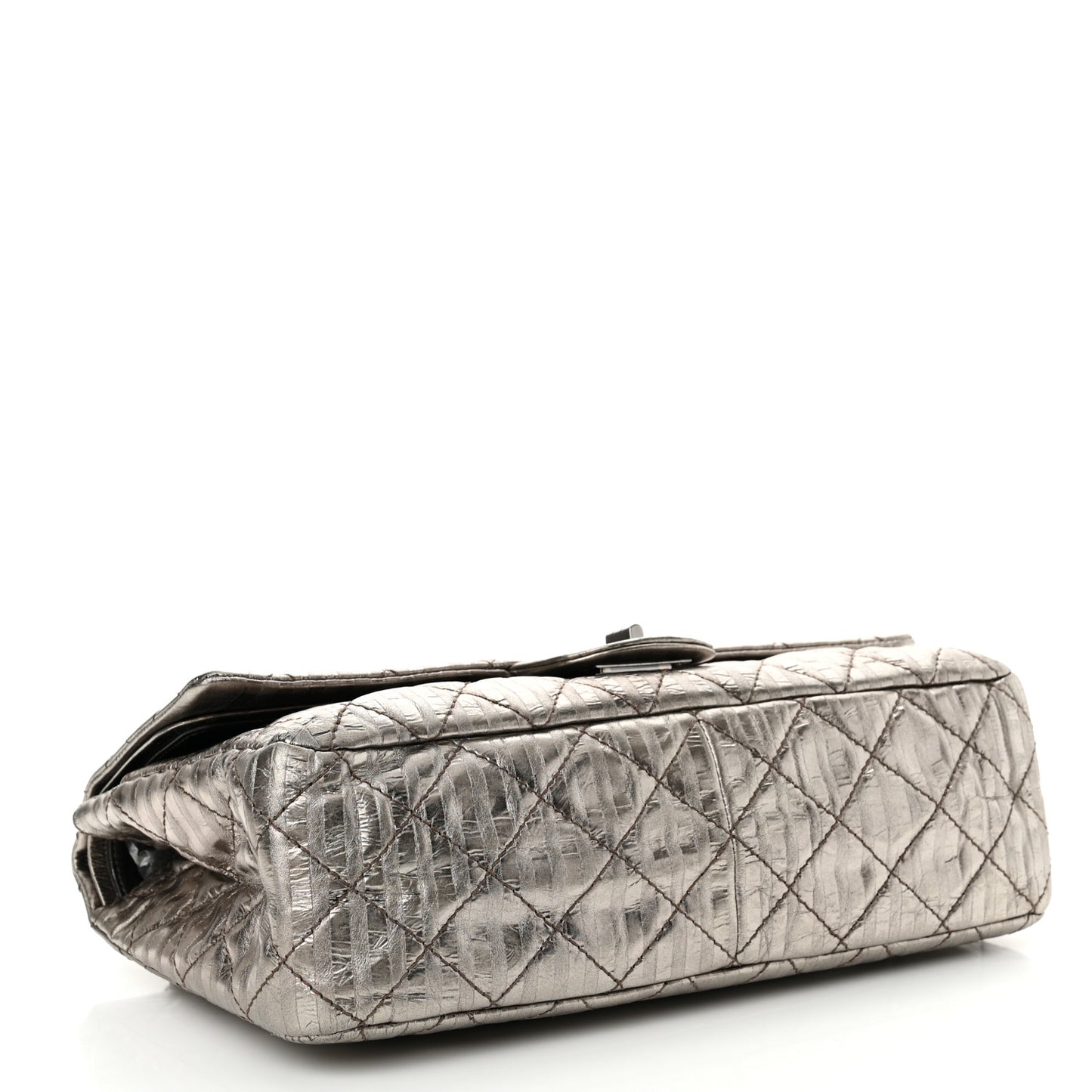 Metallic Calfskin Striped 2.55 Reissue 226 Flap Dark Silver