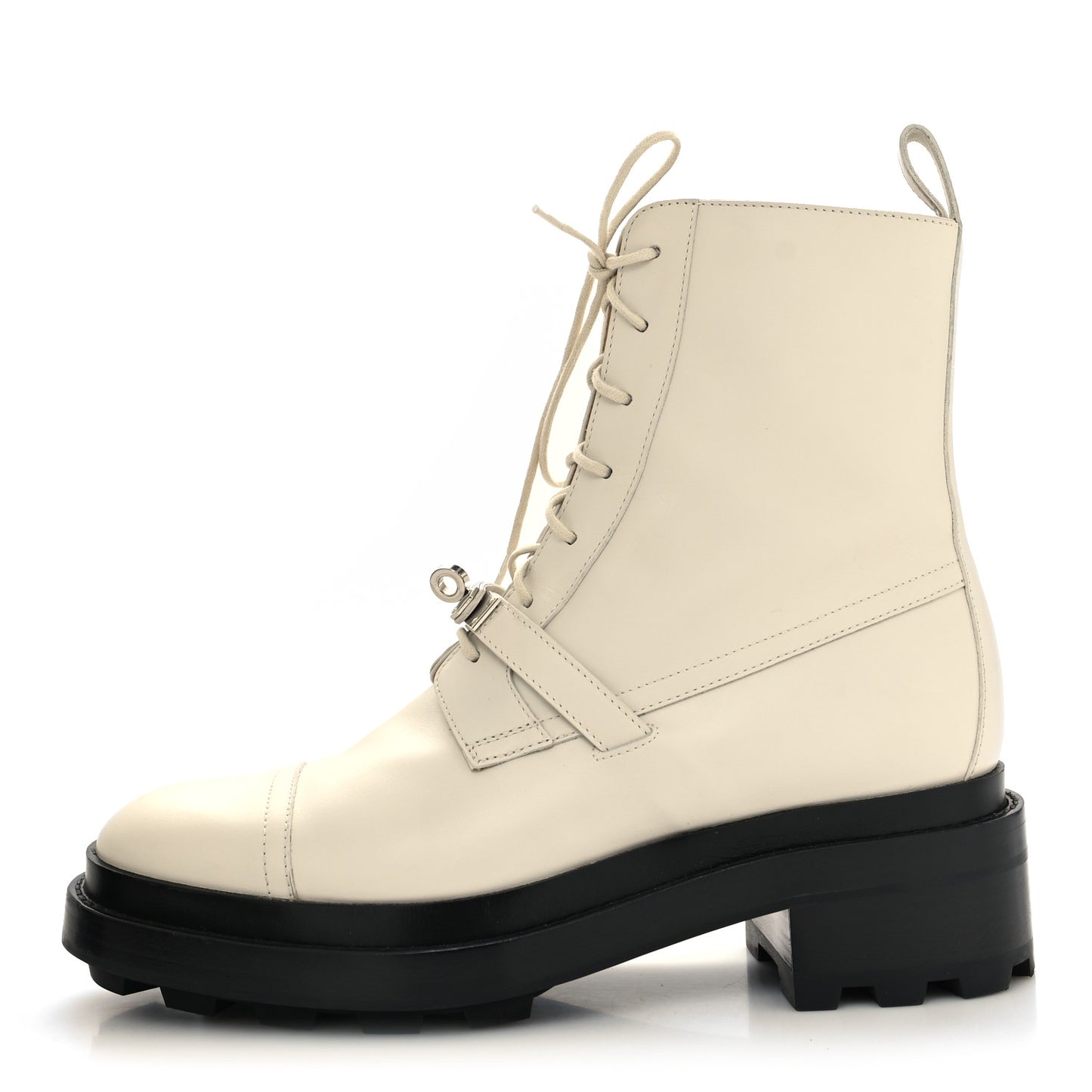 Glossed Calfskin Funk Ankle Boots 39 Beige Glaise