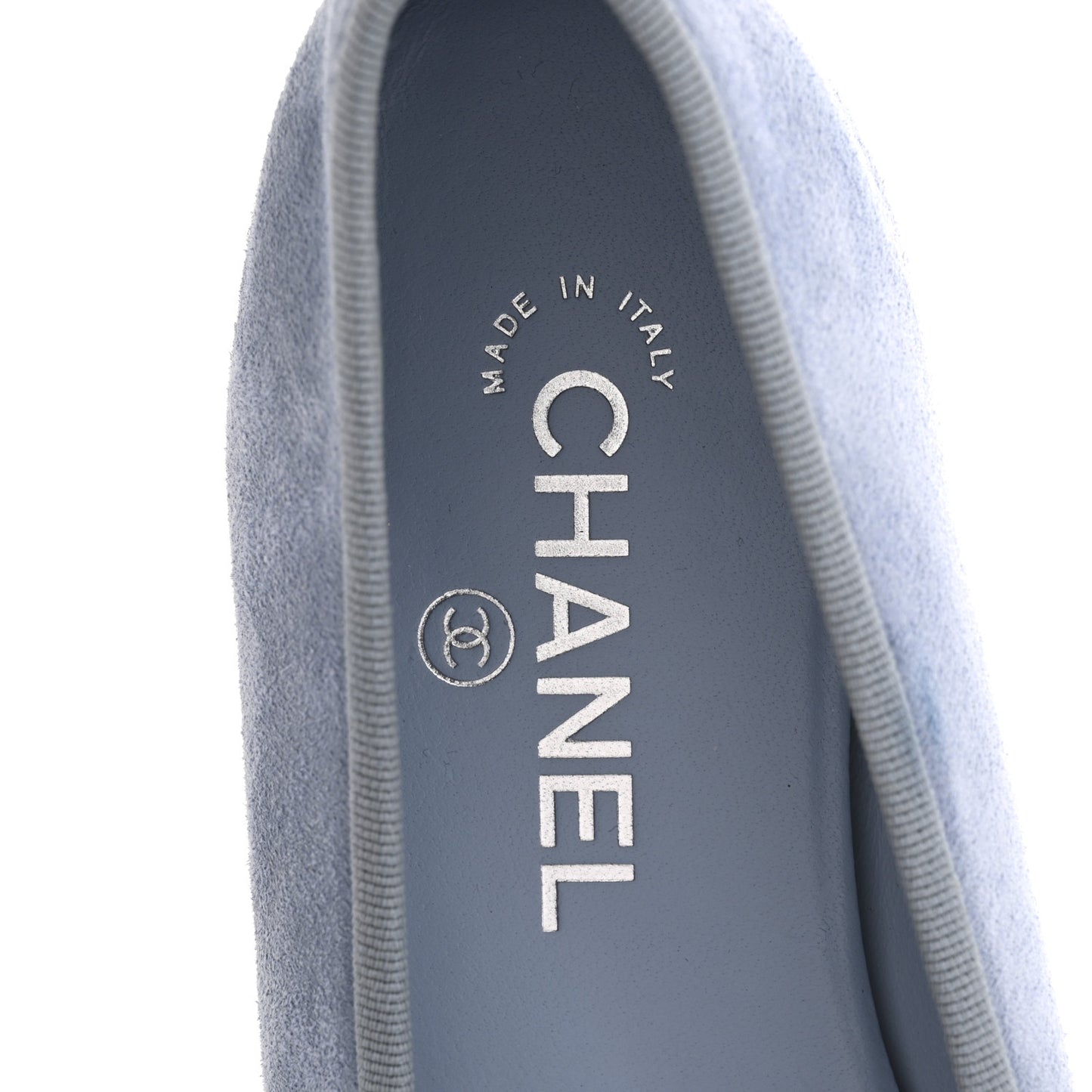 Suede Calfskin Cap Toe CC Ballerina Flats 39.5 Light Blue Turquoise