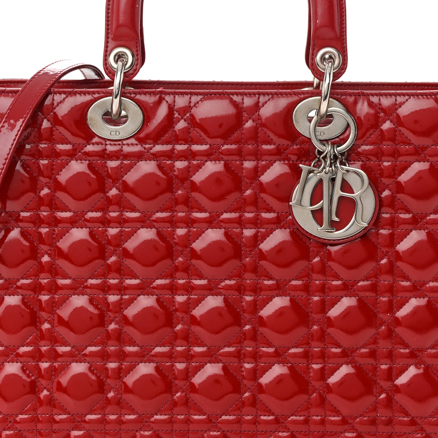 Patent Cannage Large Lady Dior Red