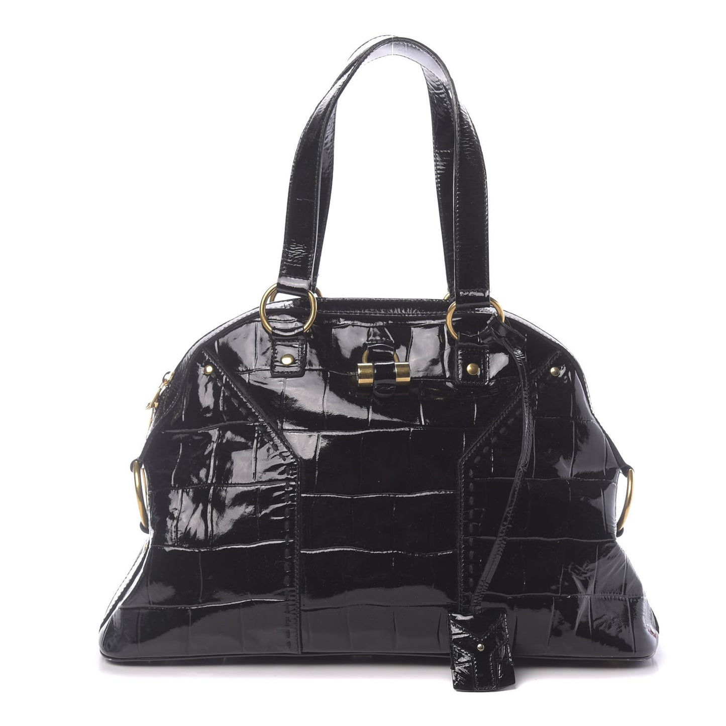 Crocodile Embossed Patent Large Muse Black