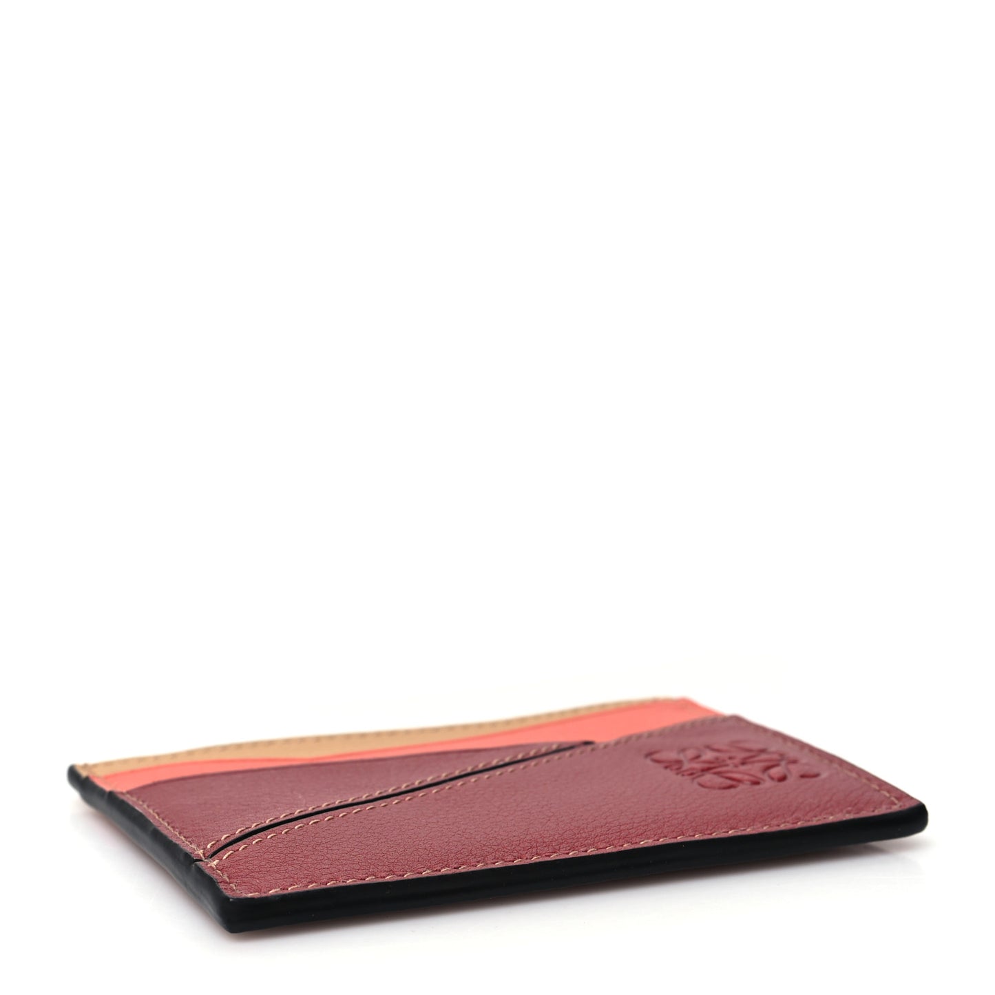 Calfskin Puzzle Colorblock Card Holder Multicolor