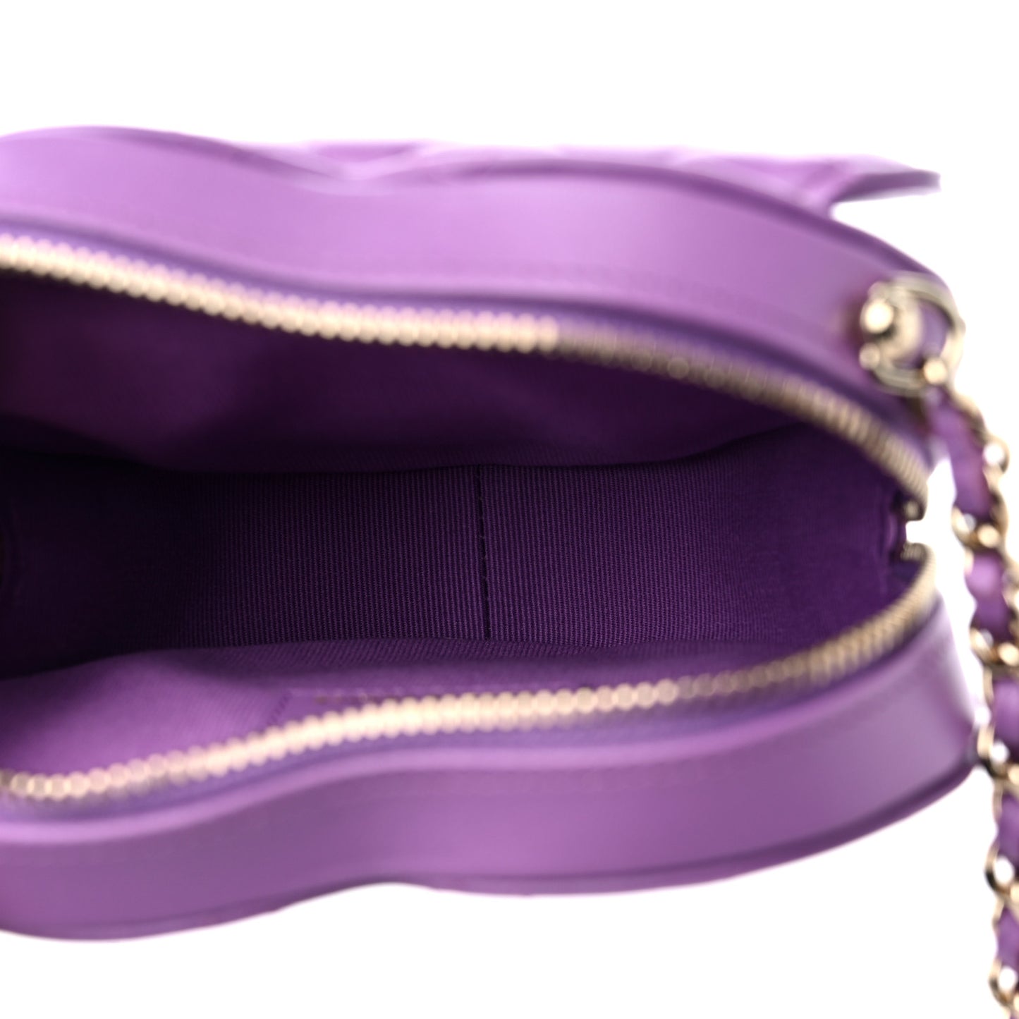 Lambskin Quilted CC In Love Heart Clutch With Chain Purple