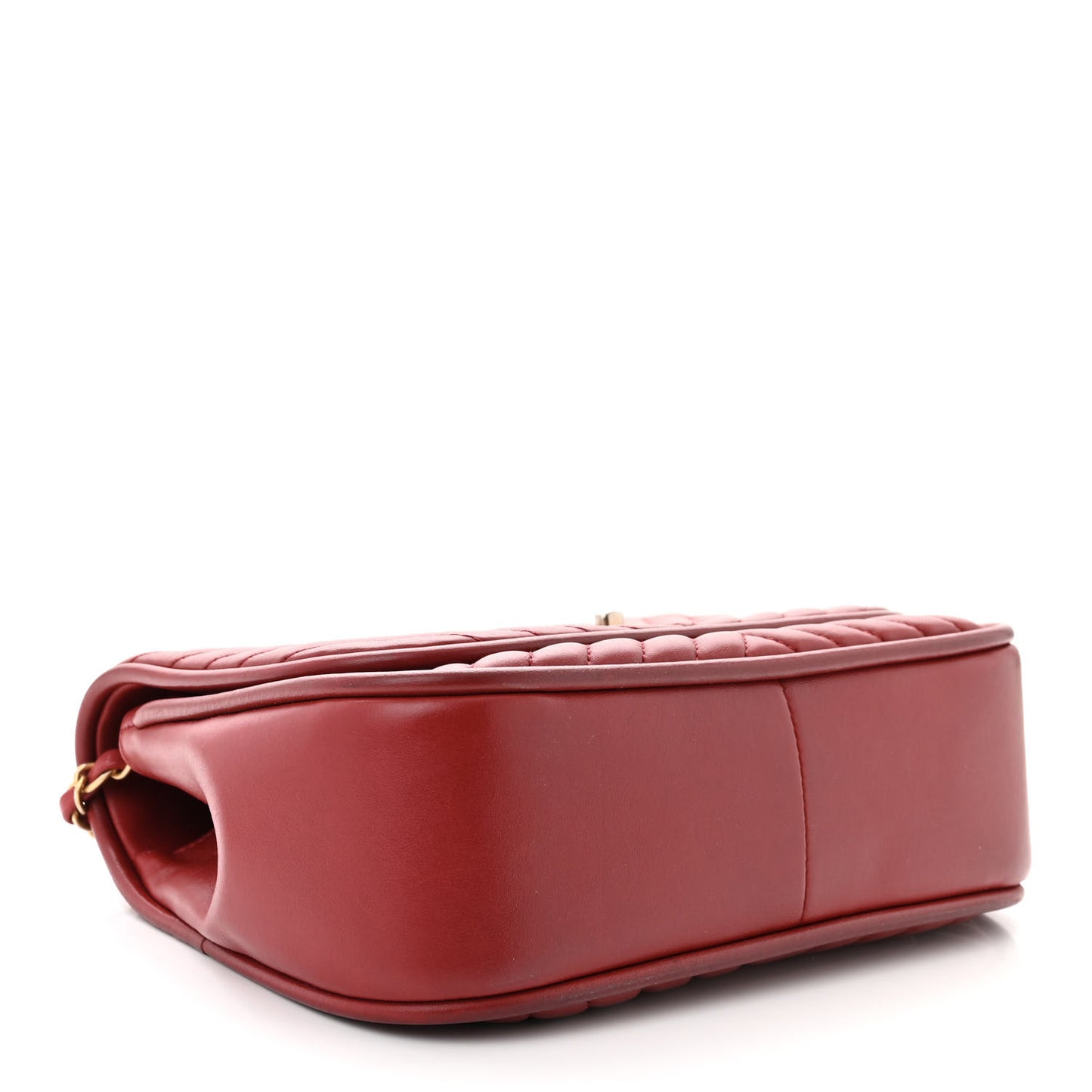 Lambskin Reverse Chevron Quilted Round Top Handle Flap Red