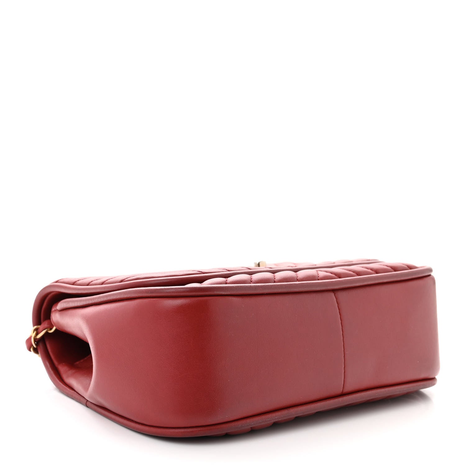 Chanel Lambskin Reverse Chevron Quilted Round Top Handle Flap Red 4 of 11