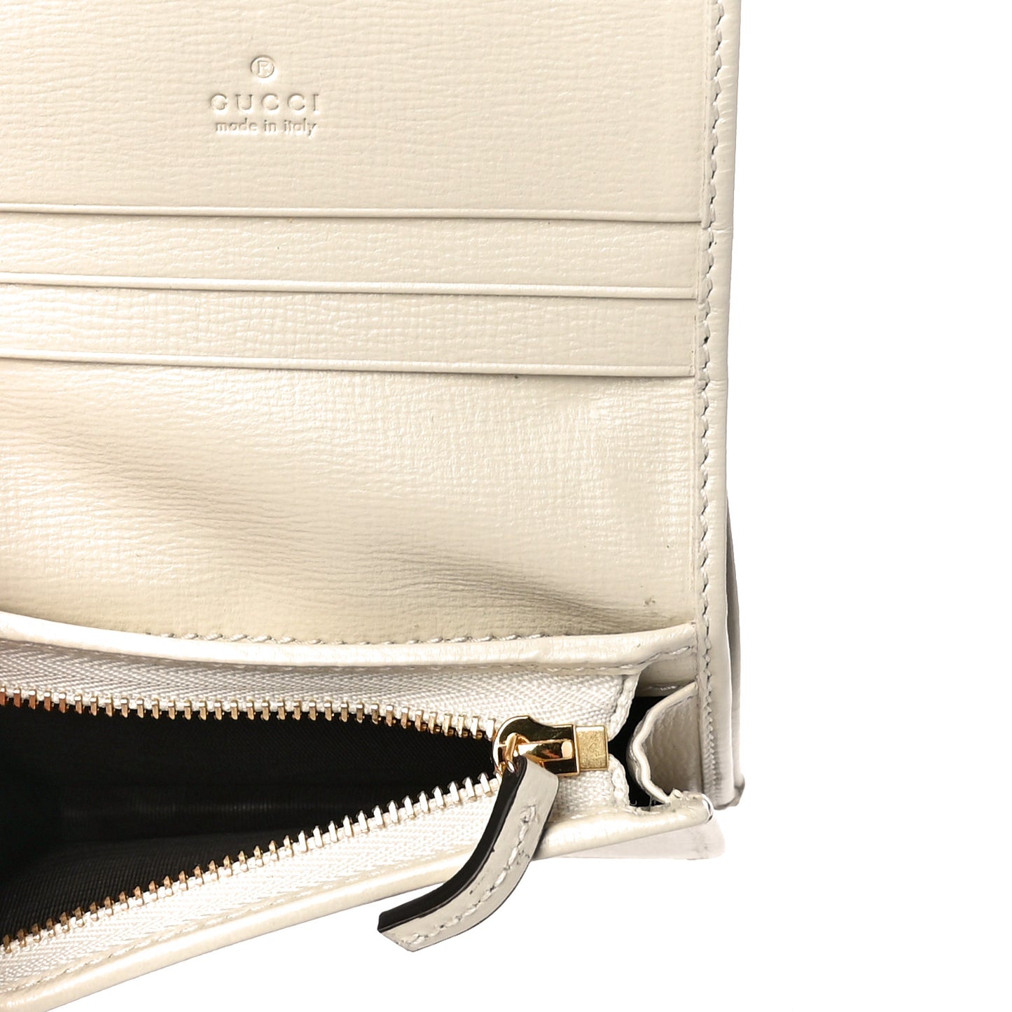 GG Supreme Monogram Azalea Calfskin Horsebit 1955 Card Case Wallet Beige Ebony Mystic White