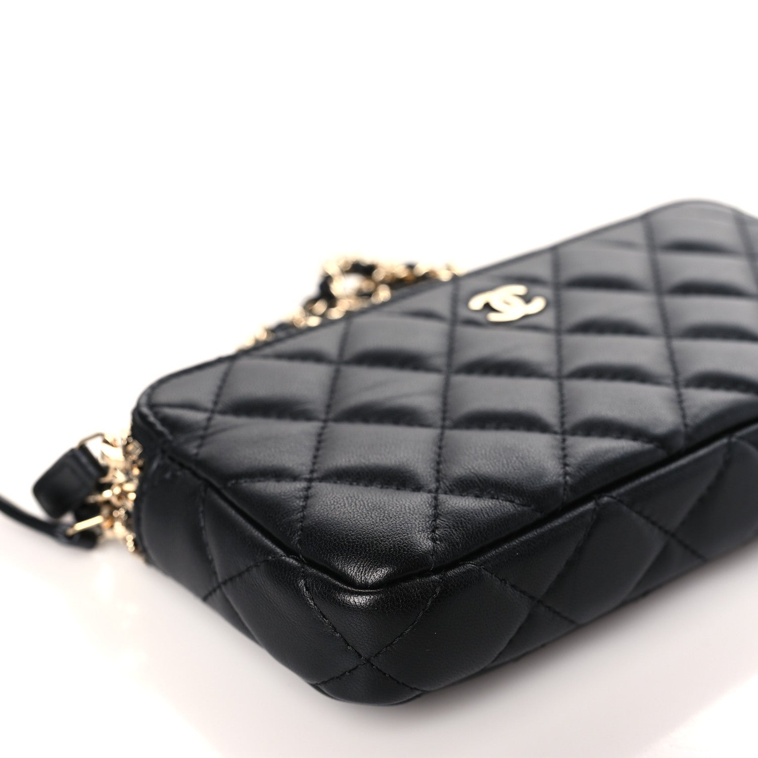 Chanel Lambskin Quilted Small Clutch With Chain Black 9 of 10