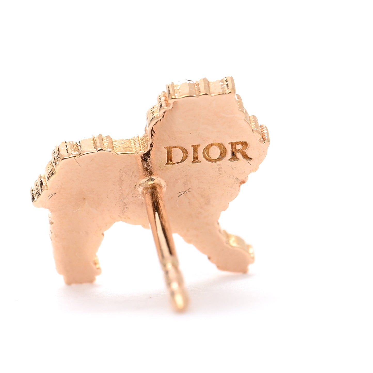 Crystal Diorable Lion Logo Earrings Gold
