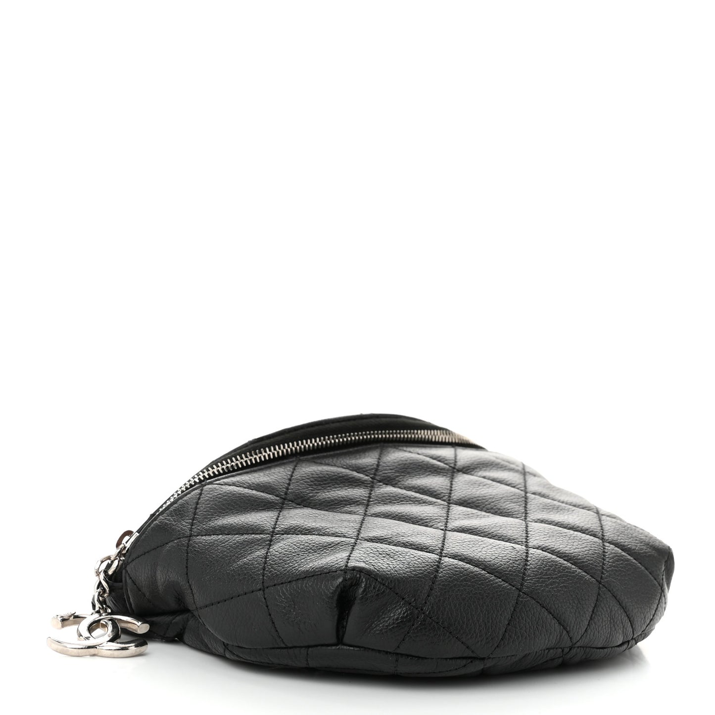 Grained Calfskin Quilted Waist Belt Bag Black
