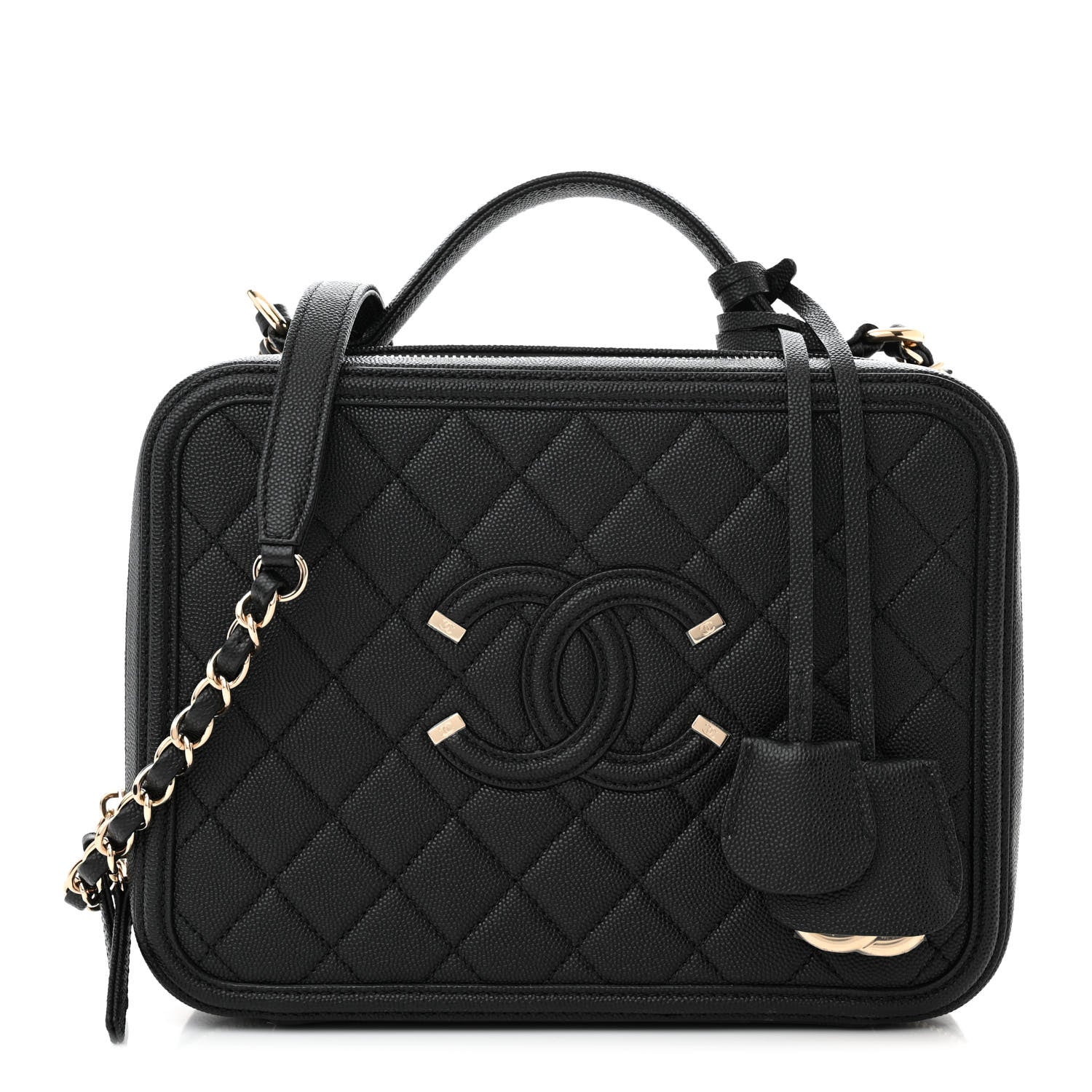Chanel Caviar Quilted Large CC Filigree Vanity Case Black 1 of 10
