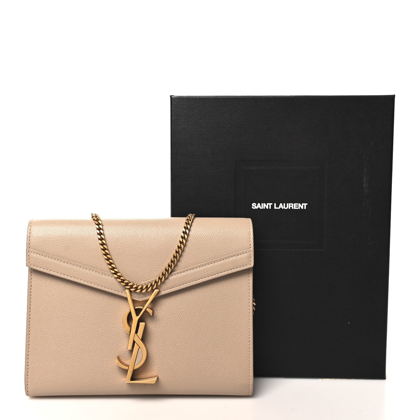 Grain De Poudre Monogram Cassandra Chain Wallet Dark Beige