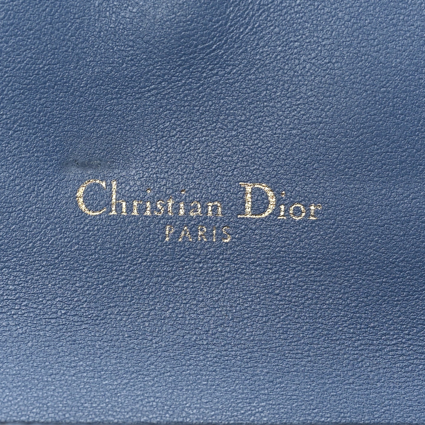 Grained Calfskin Saddle Chain Wallet Pouch Denim