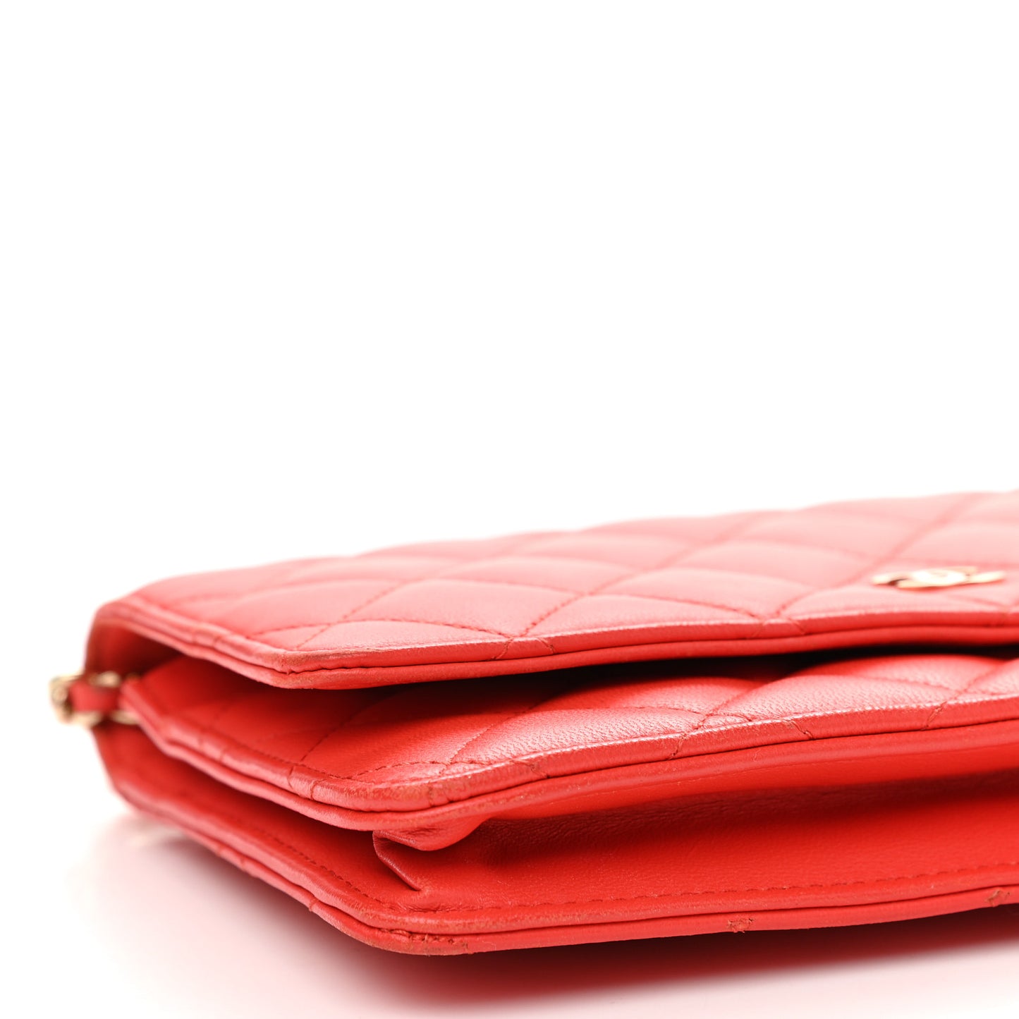 Lambskin Quilted Wallet On Chain WOC Red