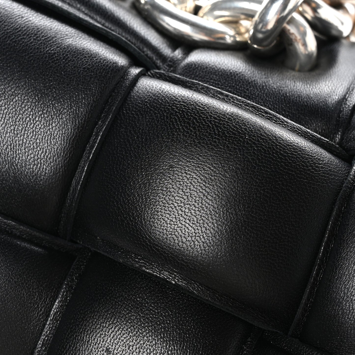 Lambskin Maxi Intreccio Padded Chain Cassette Crossbody Bag Black