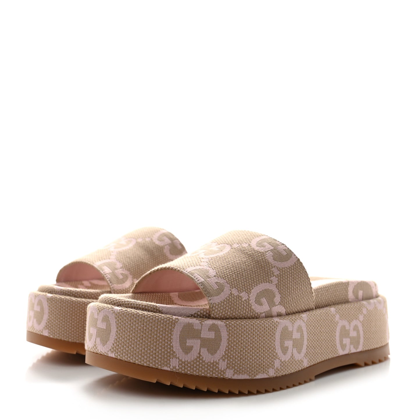 Monogram Jumbo GG Angelina Platform 55mm Slide Sandals 36 Beige Perfect Pink