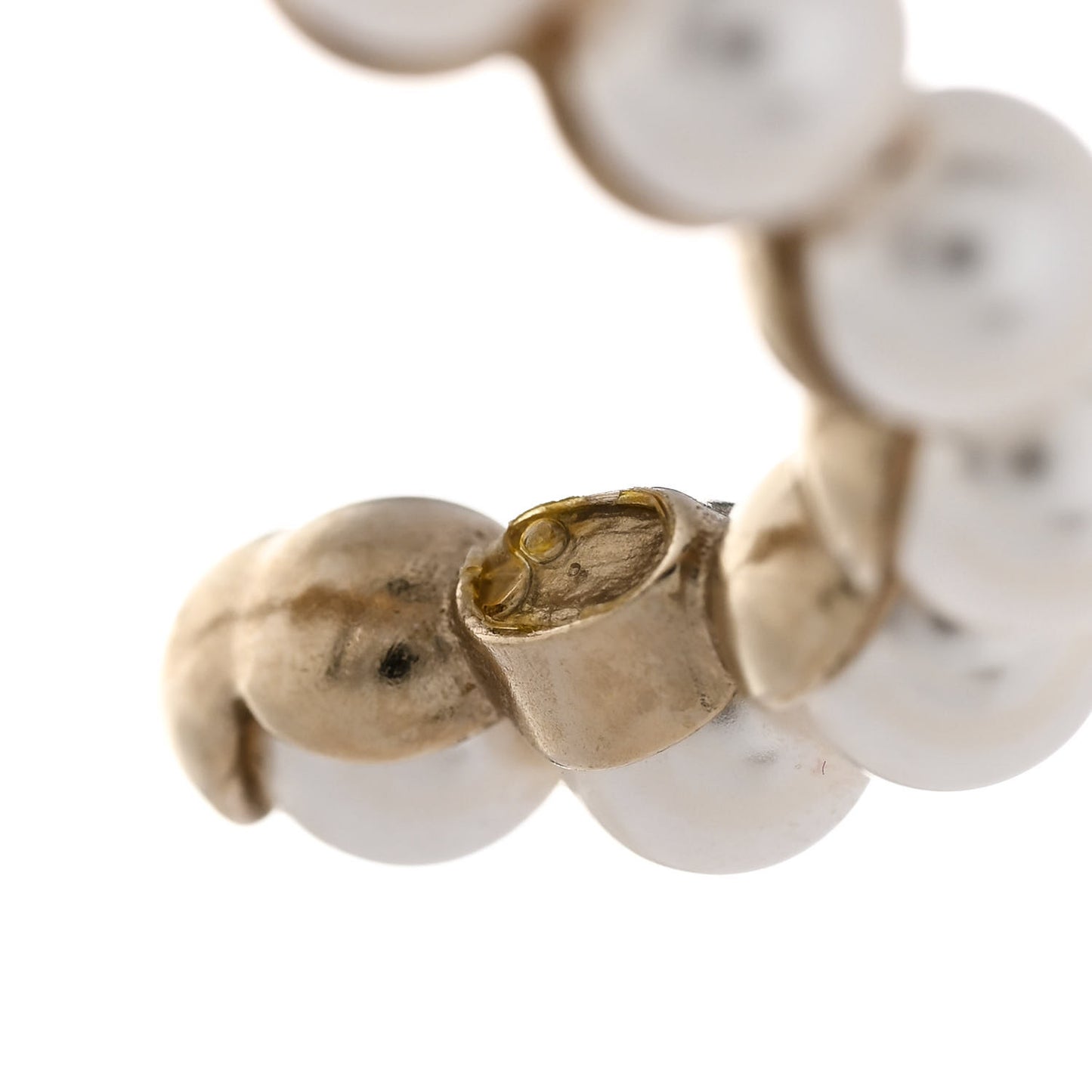 Crystal Pearl CC No 5 Hoop Earring Gold