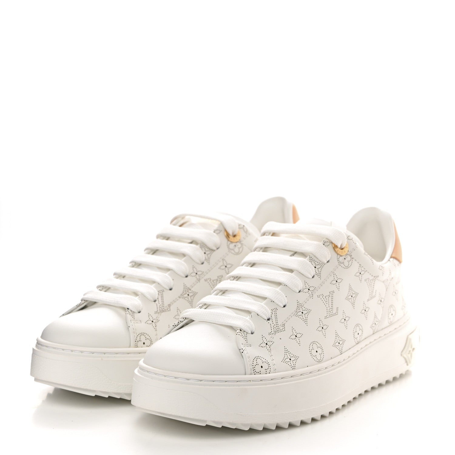 Louis Vuitton Calfskin Mahina Monogram Time Out Sneakers 36.5 White 3 of 9