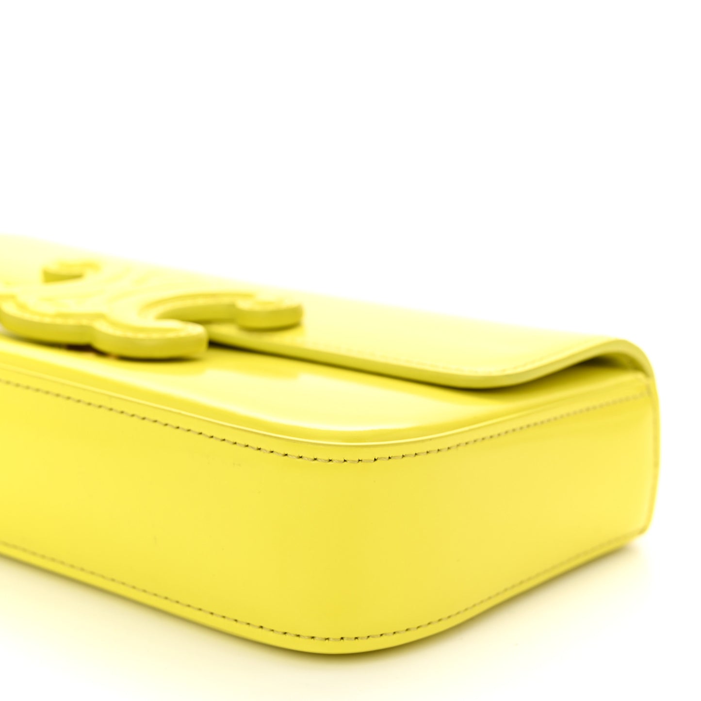 Shiny Calfskin Cuir Triomphe Chain Shoulder Bag Anis