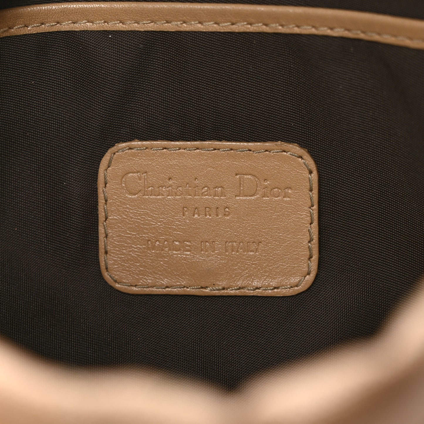 Coated Canvas Cannage Panarea Pouch Beige