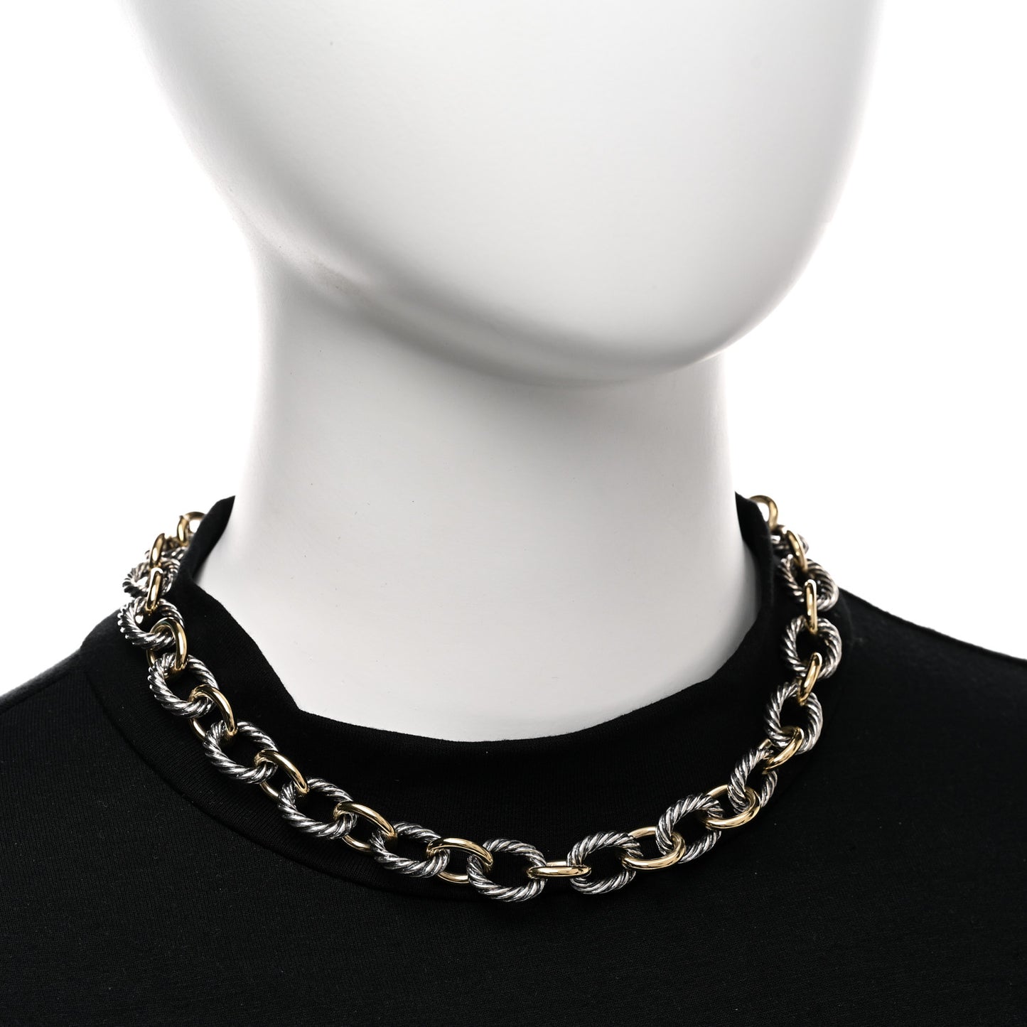 Sterling Silver 18K Yellow Gold 12mm Large Oval Link Necklace