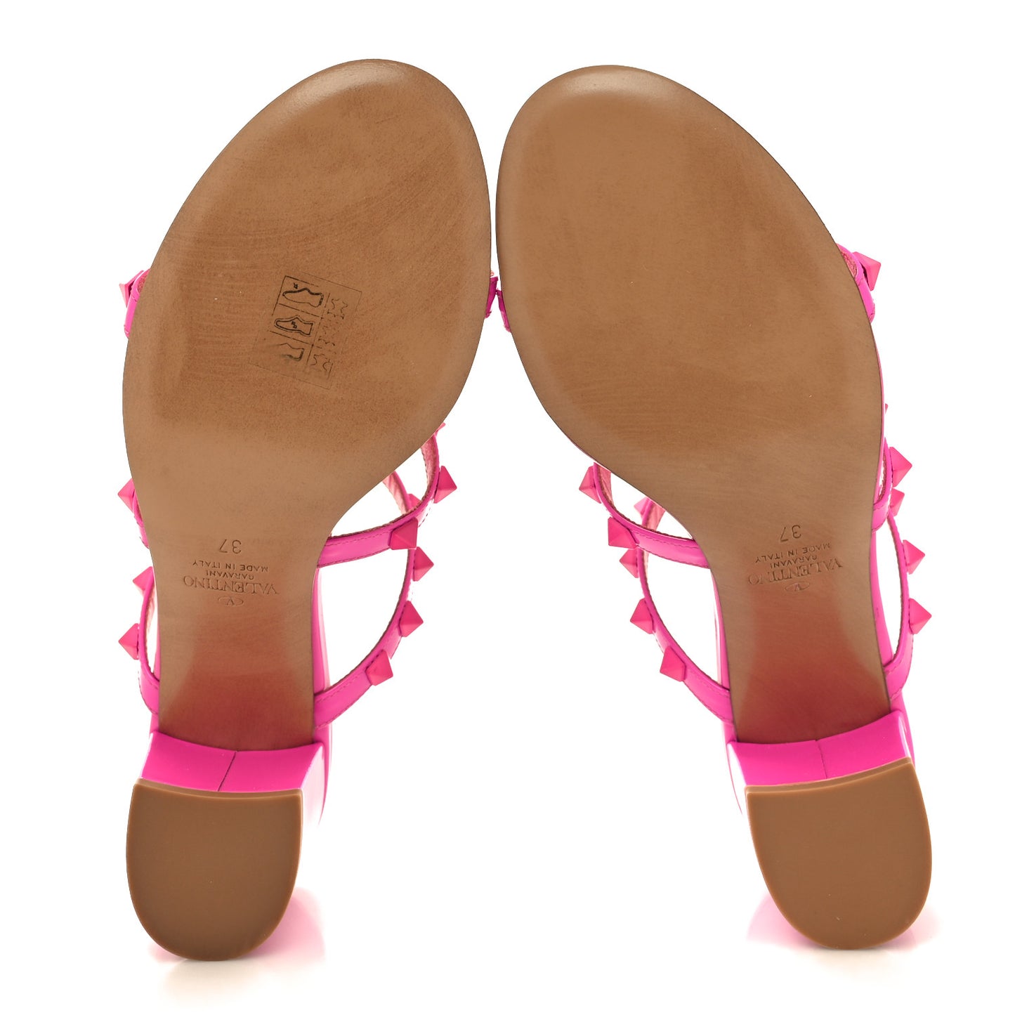 Patent Lacquered Monochrome Rockstud 60mm Caged Slide Sandals 37 Pink PP