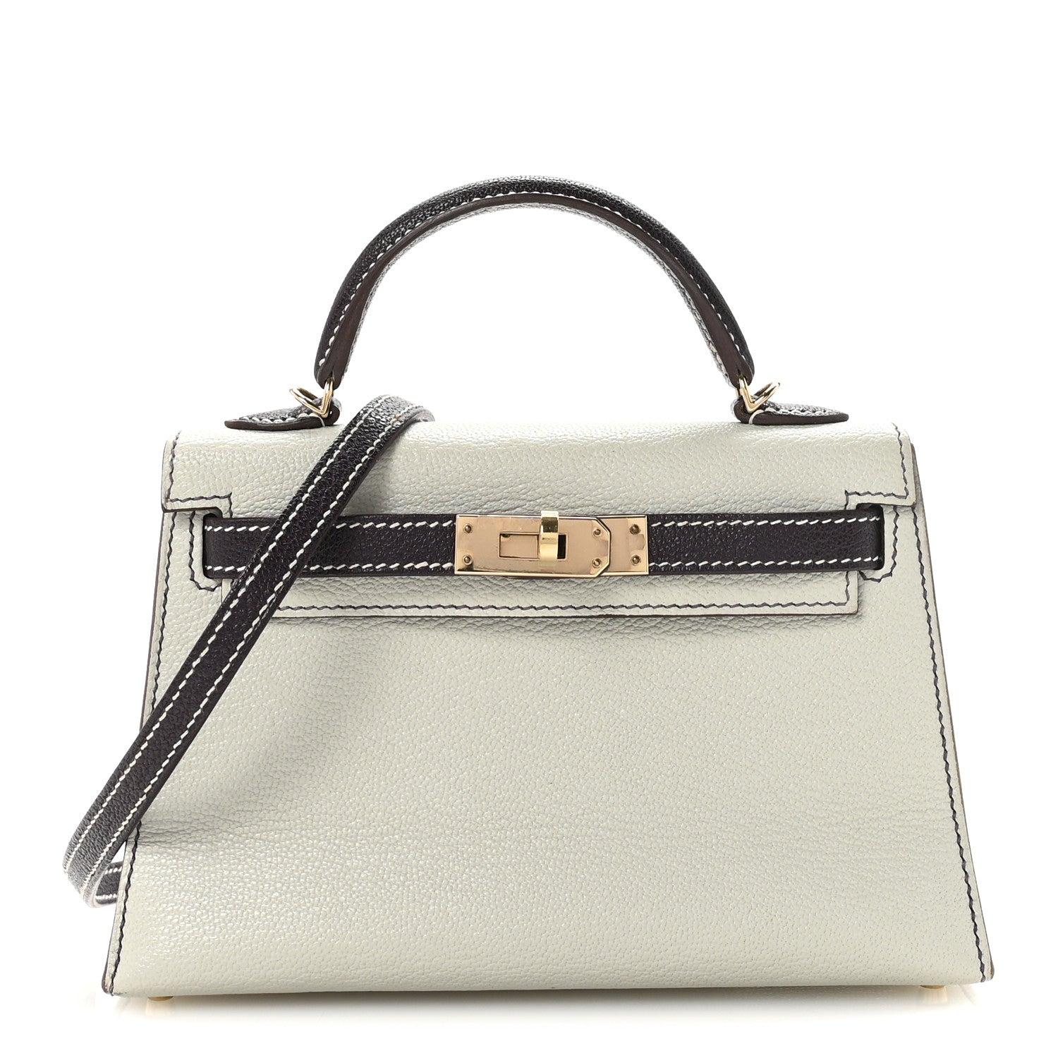 Hermes Chevre Mysore Horseshoe Mini Kelly Sellier 20 Gris Perle