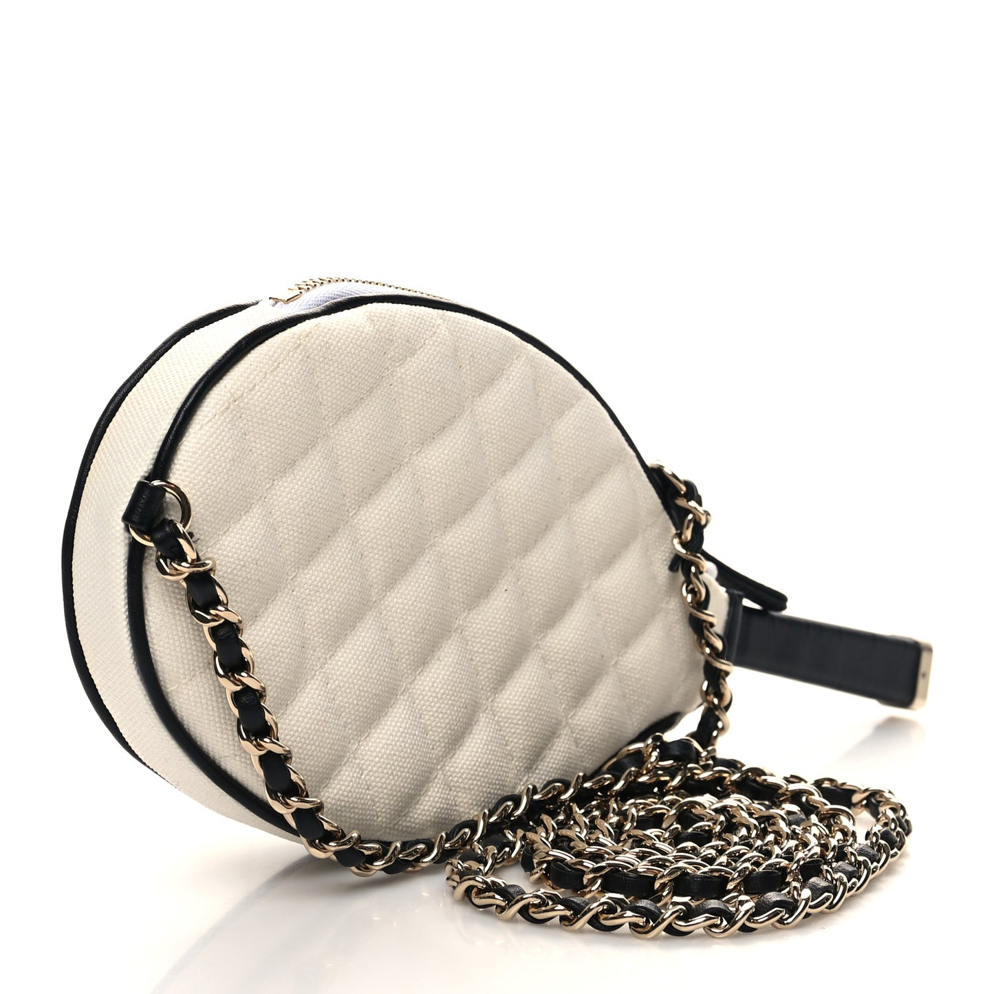 Canvas Calfskin Tennis Racket Clutch With Chain White Black