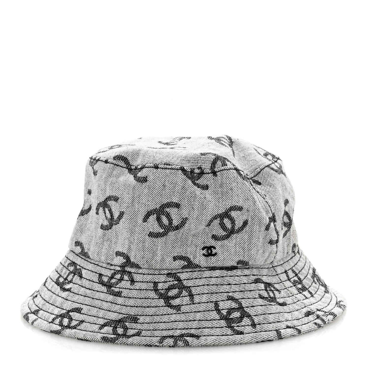 Chanel Denim CC Bucket Hat M White Black 1 of 11