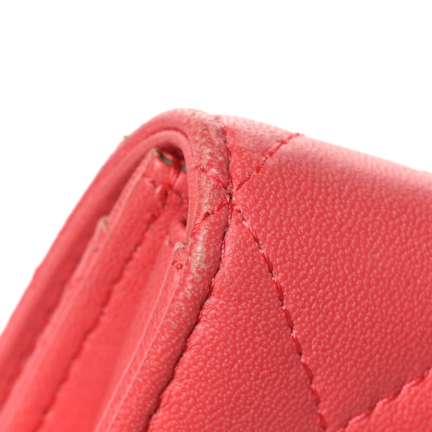 Lambskin Quilted Flap Card Holder Pink