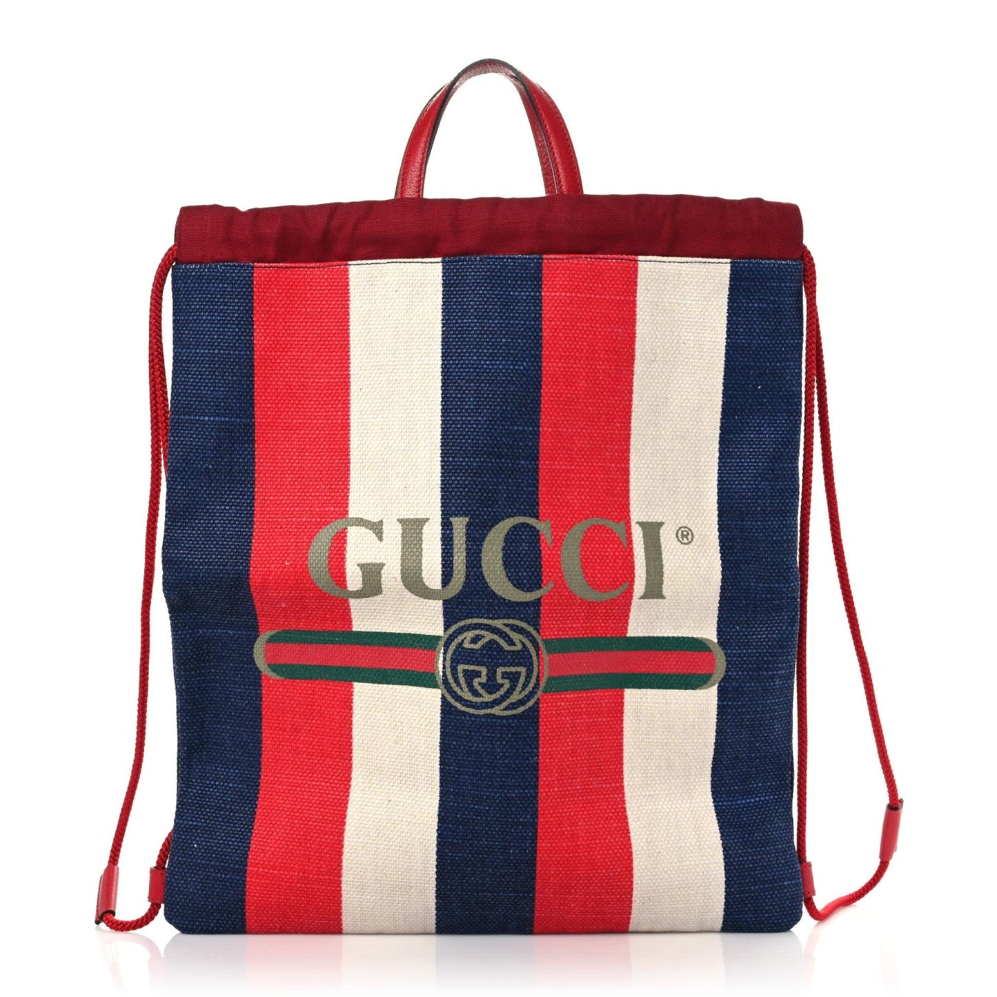 Canvas Logo Sylvie Stripe Drawstring Backpack Red