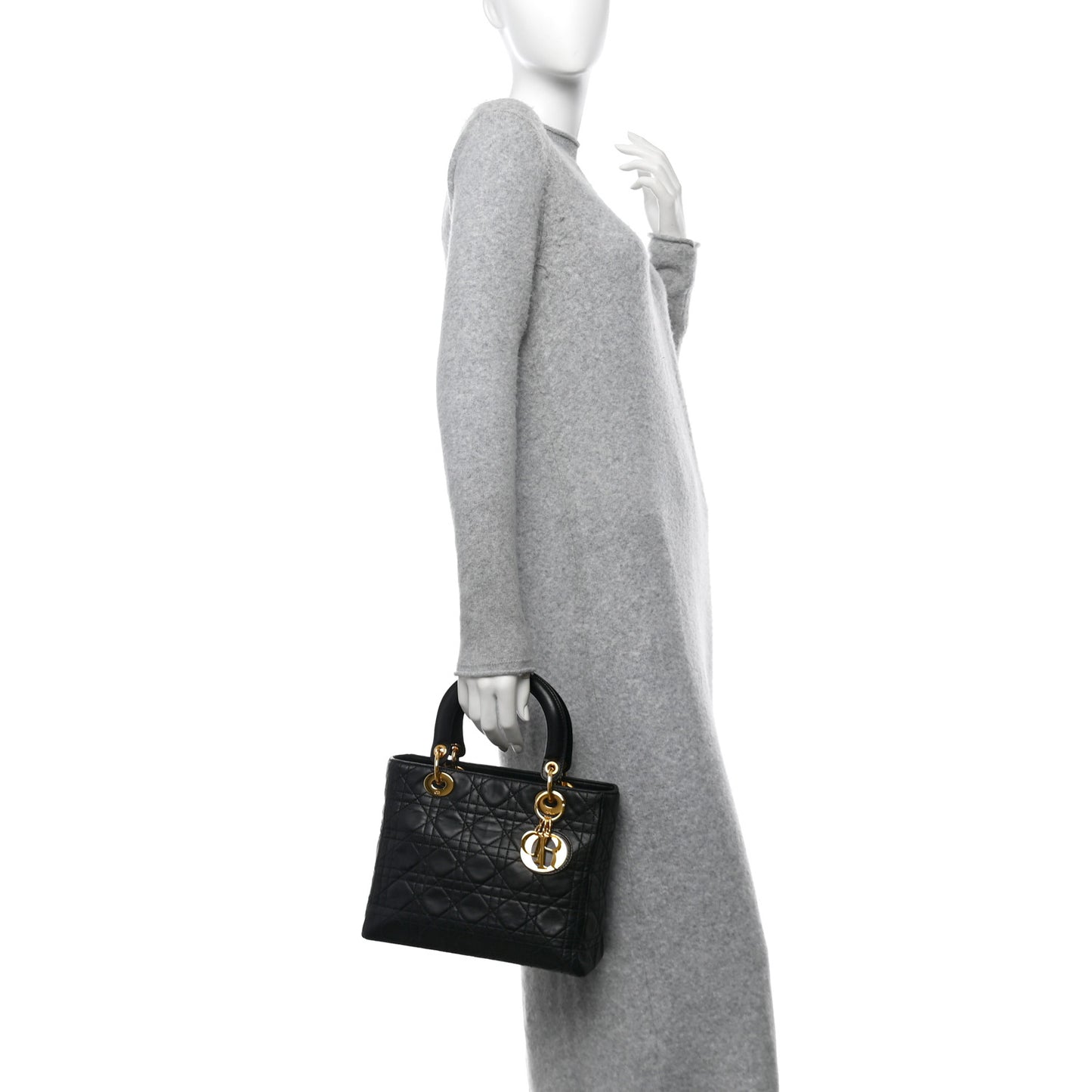 Lambskin Cannage Medium Lady Dior Black