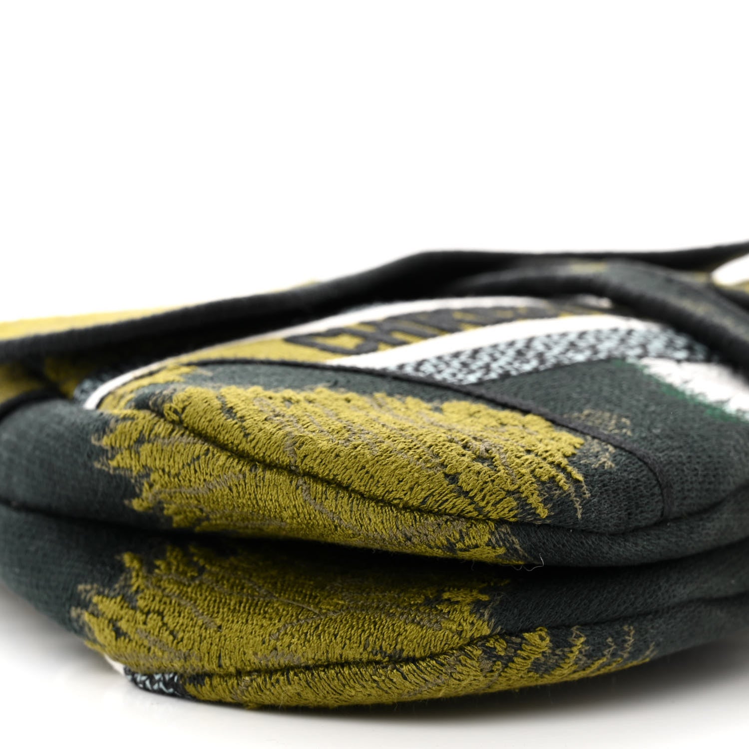 Christian Dior CHRISTIAN DIOR Canvas Embroidered Tie Dye Saddle Bag Green Multicolor 9 of 10
