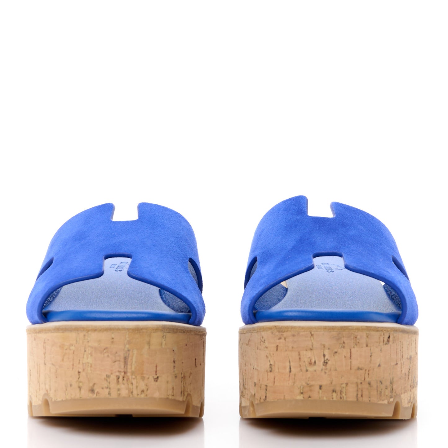 Suede Goatskin Cork Eze 30 Sandals 36 Bleu Ocean