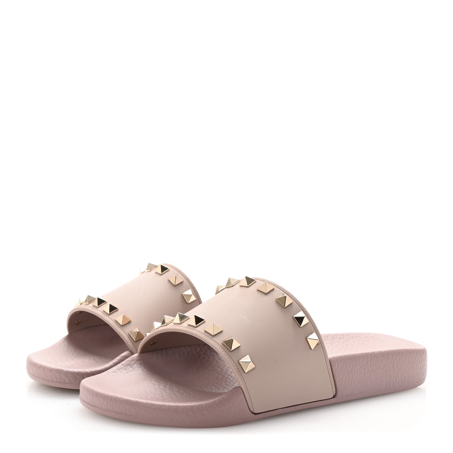 Rubber Rockstud Slide Sandals 37 Poudre
