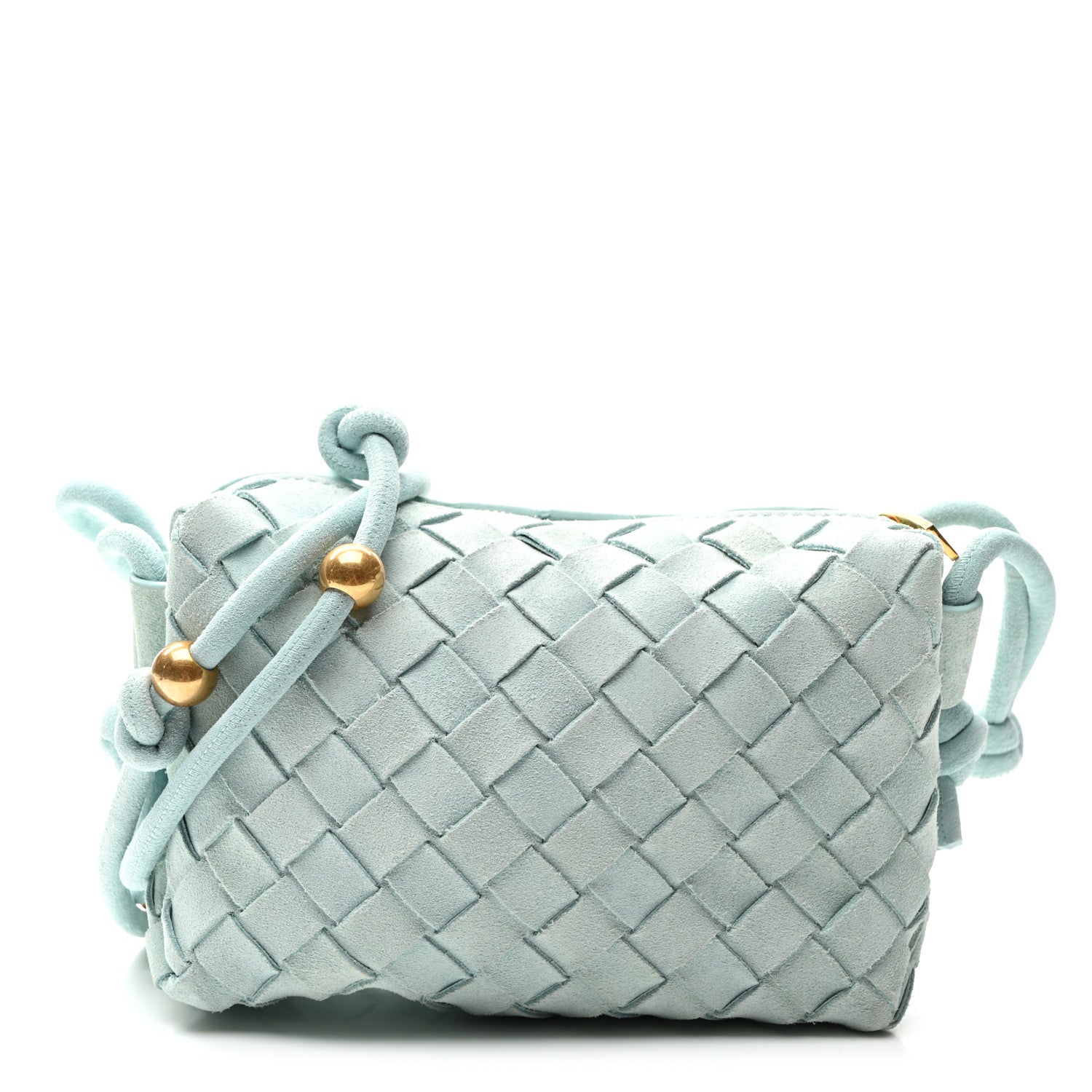 Bottega Veneta Suede Intrecciato Loop Camera Bag Teal 1 of 9