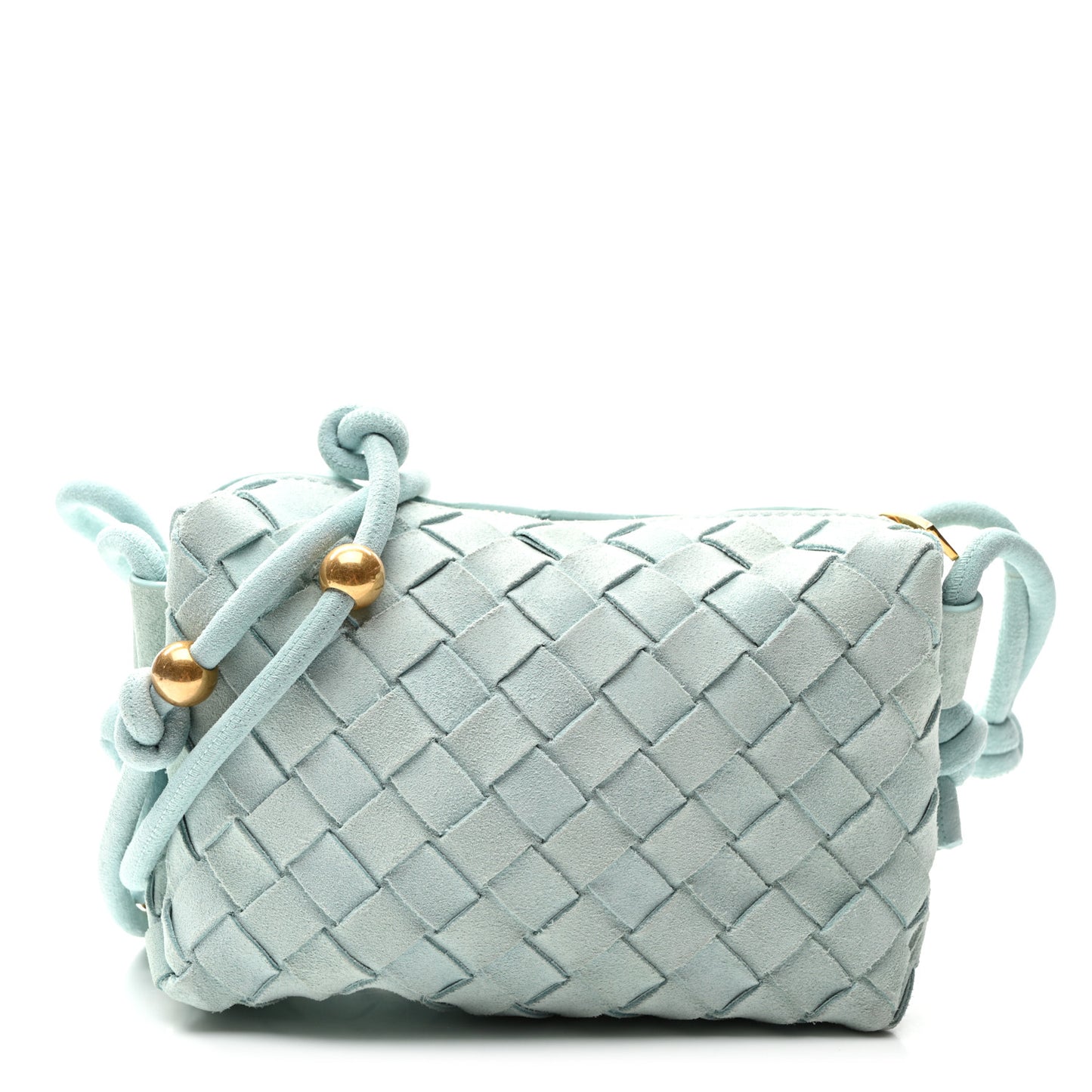 Suede Intrecciato Loop Camera Bag Teal