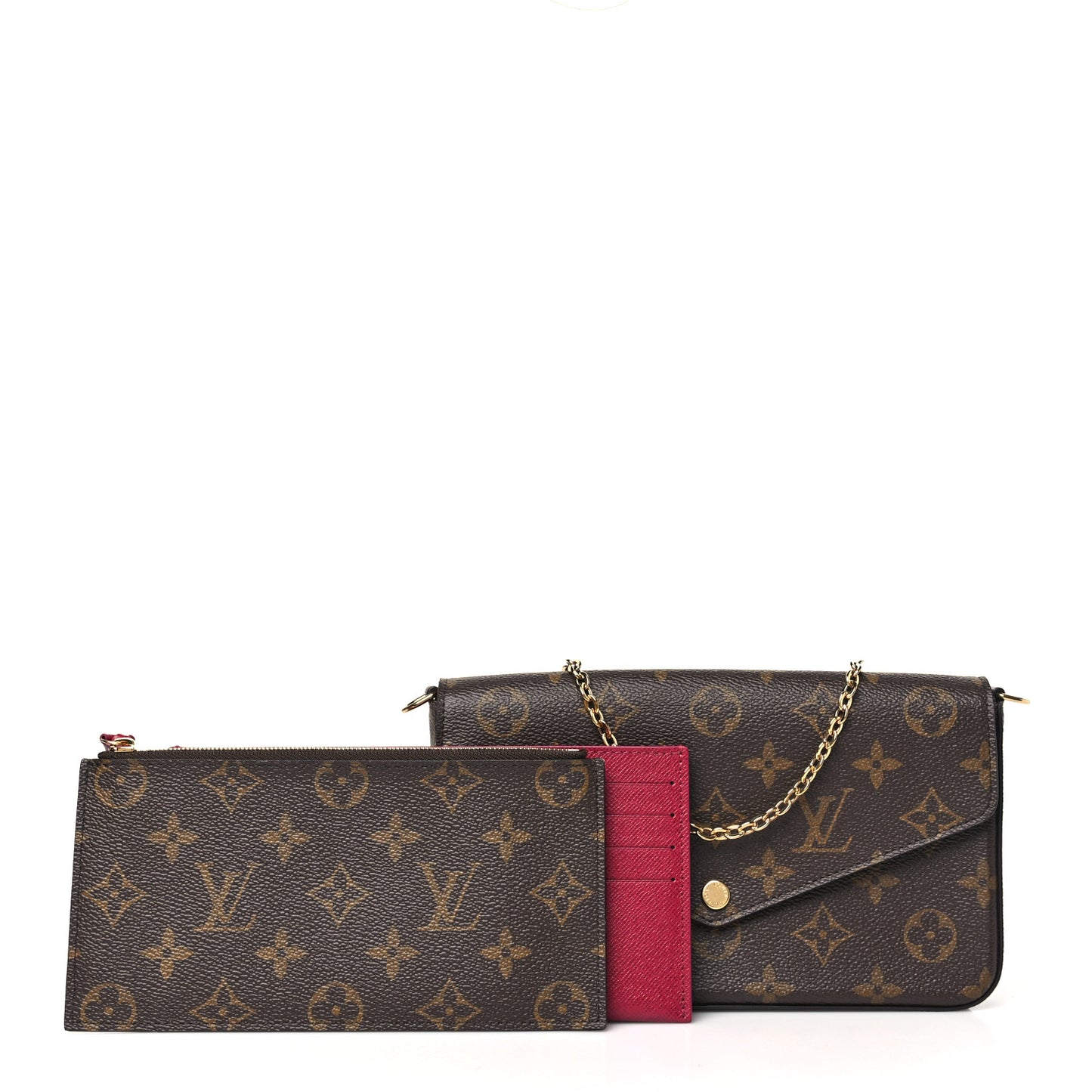 Monogram Pochette Felicie Chain Wallet Fuchsia