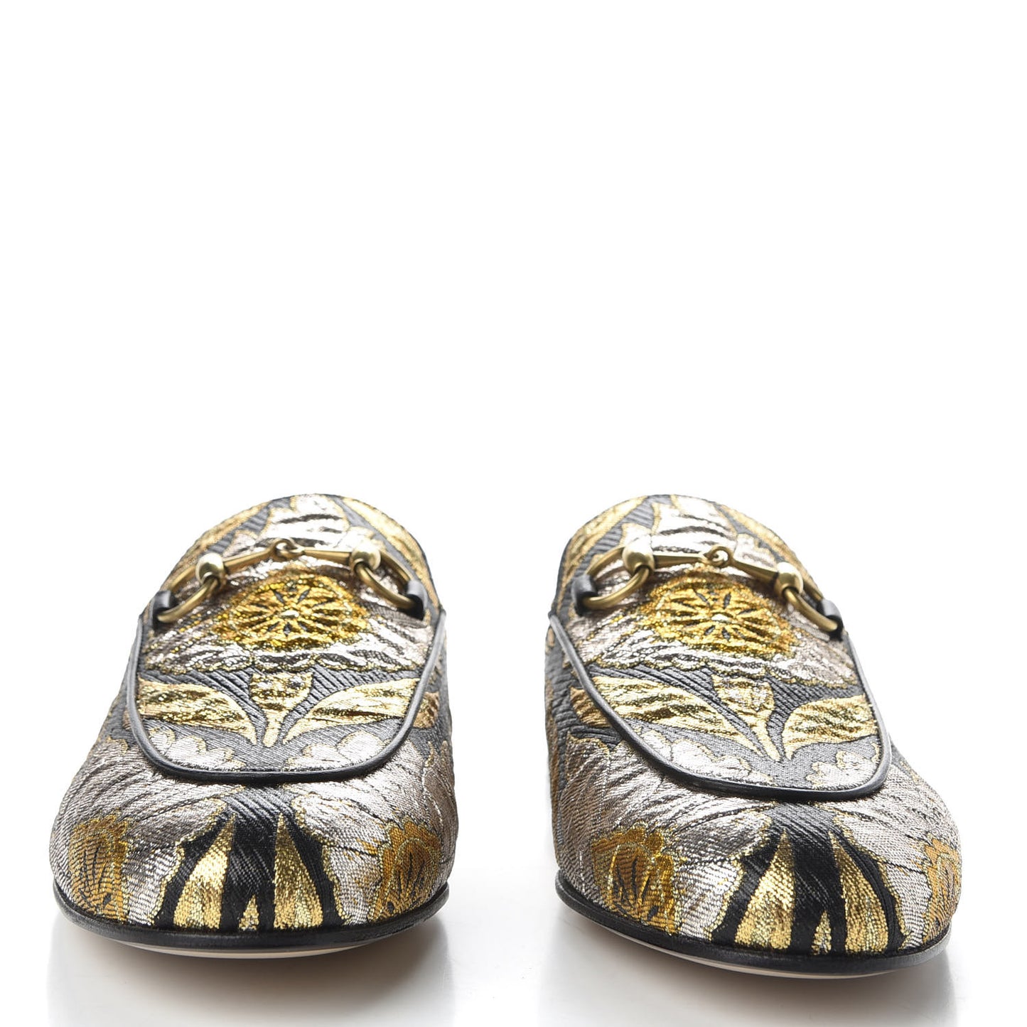 Jacquard Floral Womens Princetown Slippers 36 Oro Black