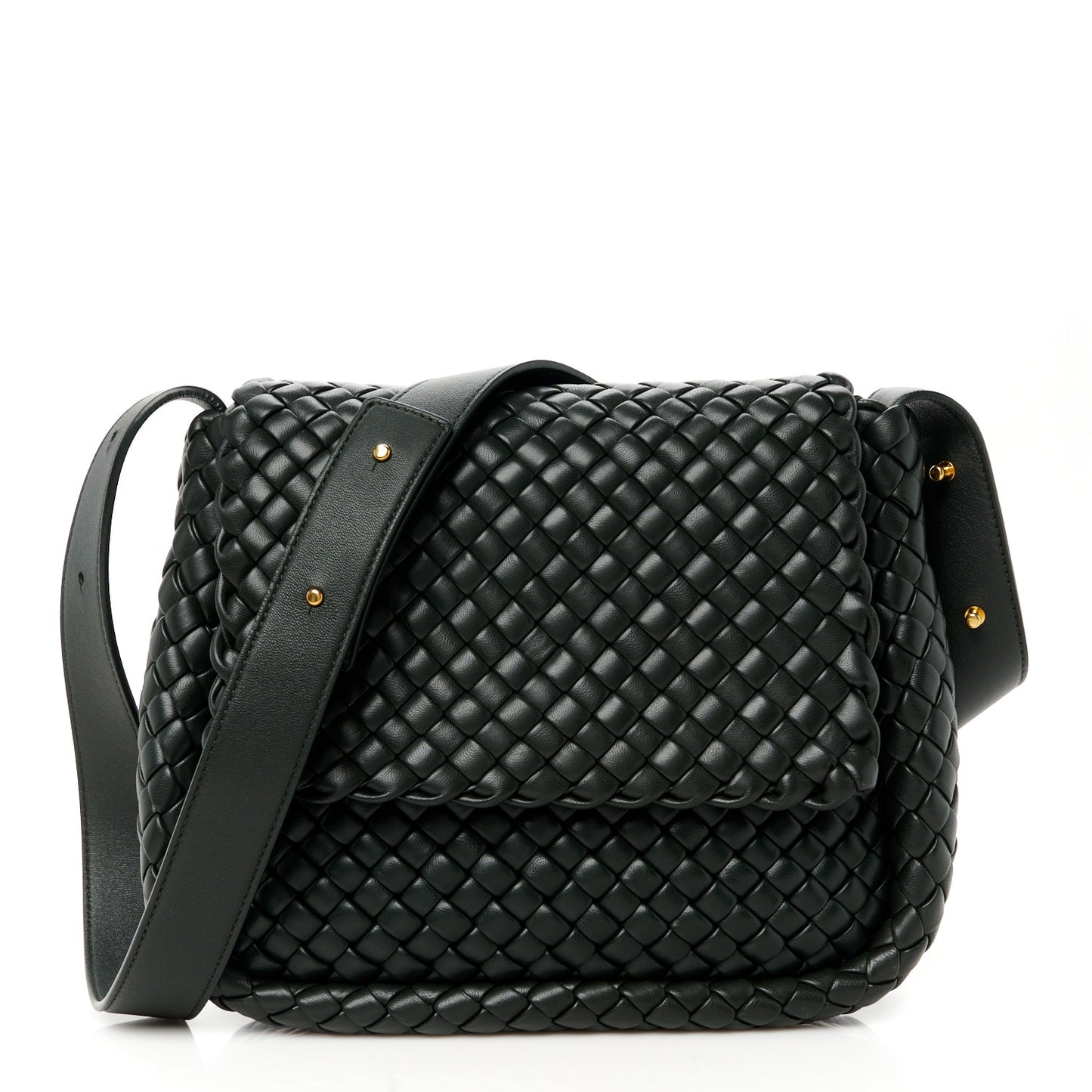 Nappa Intrecciato Small Cobble Shoulder Bag Dark Green