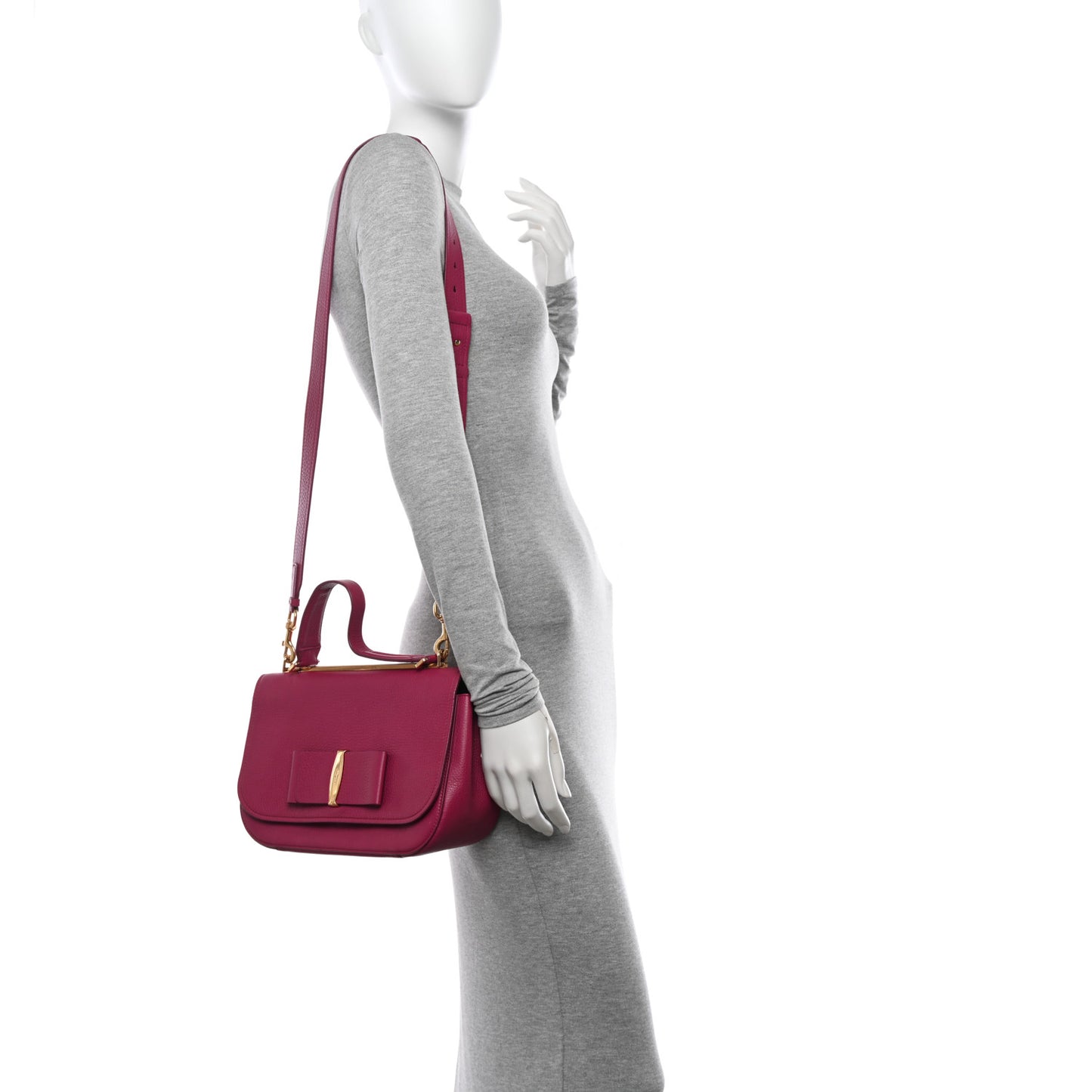 Grained Calfskin Linda Top Handle Satchel Sangria