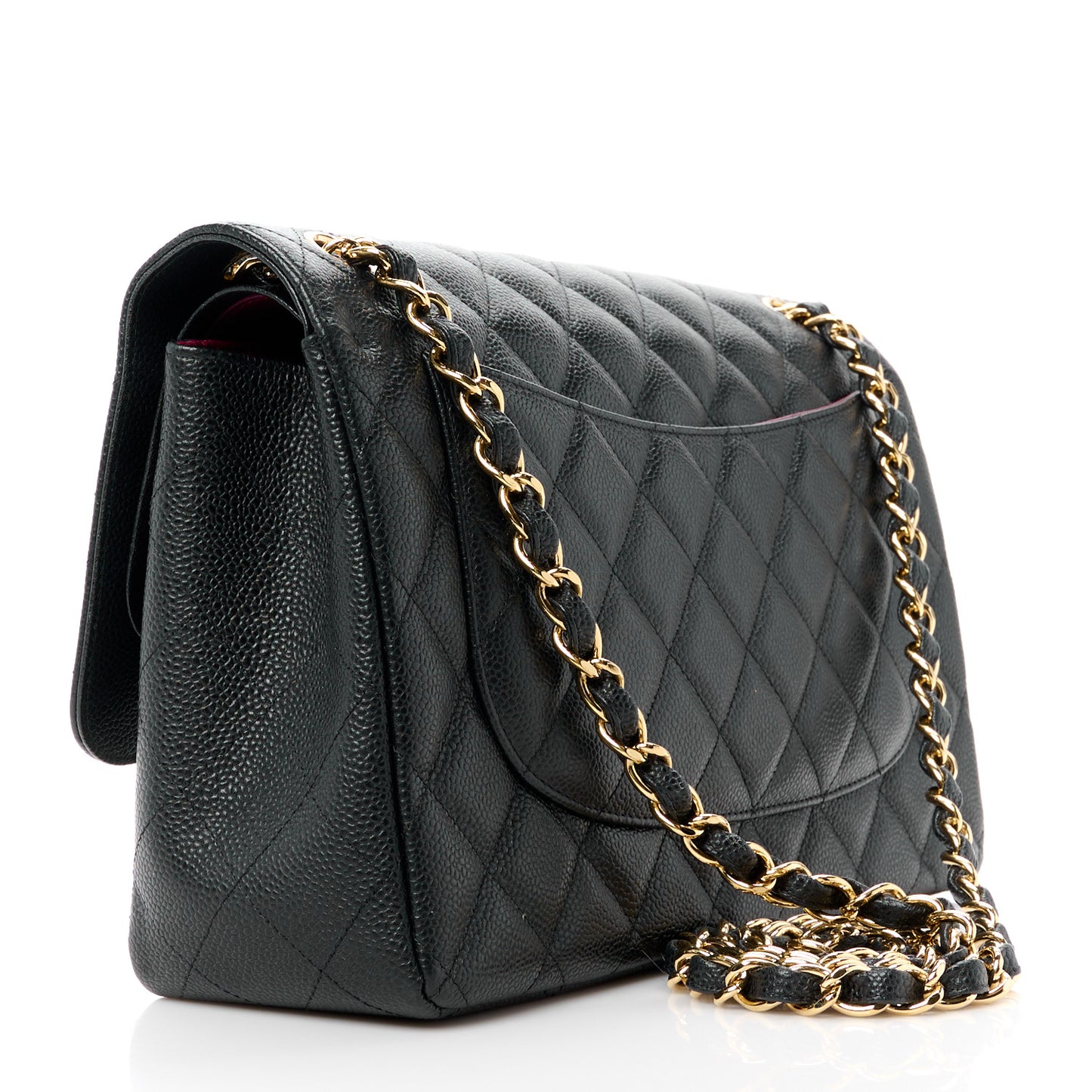Caviar Quilted Jumbo Double Flap Black