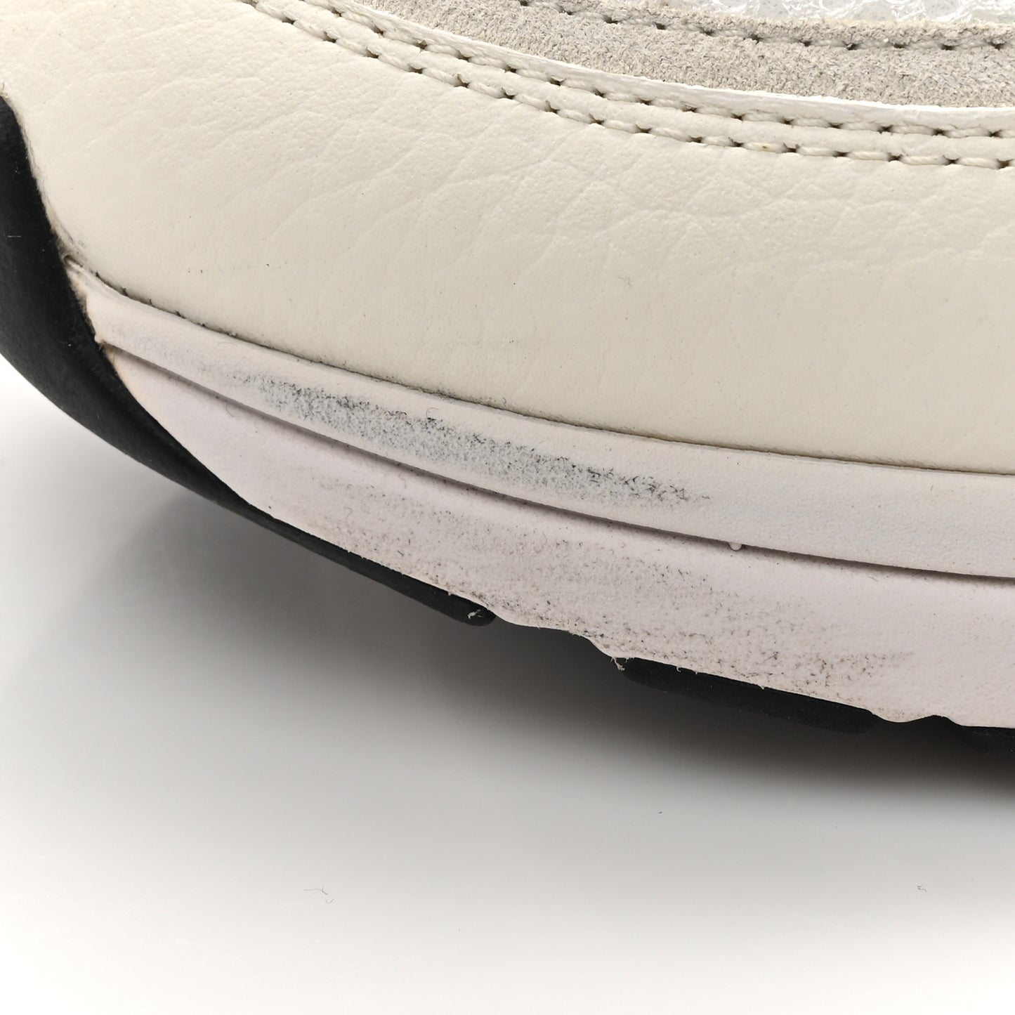 Mesh Suede Calfskin Grained Calfskin Womens CC Sneakers 40.5 White Black