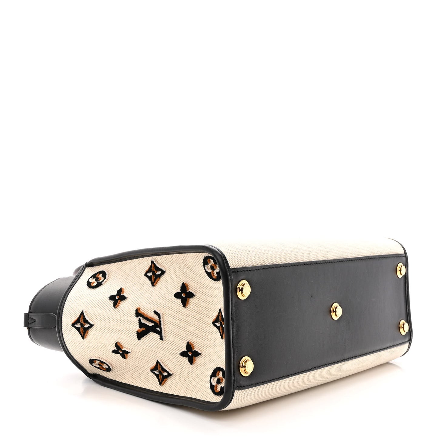 Canvas Calfskin Monogram On My Side MM Black