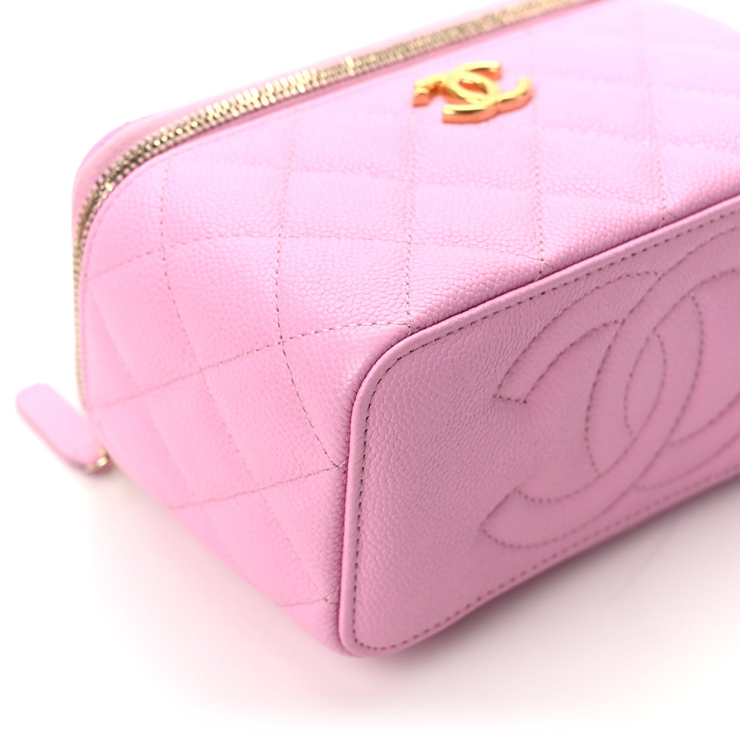 Caviar Quilted Sweetheart Vanity Case Pink