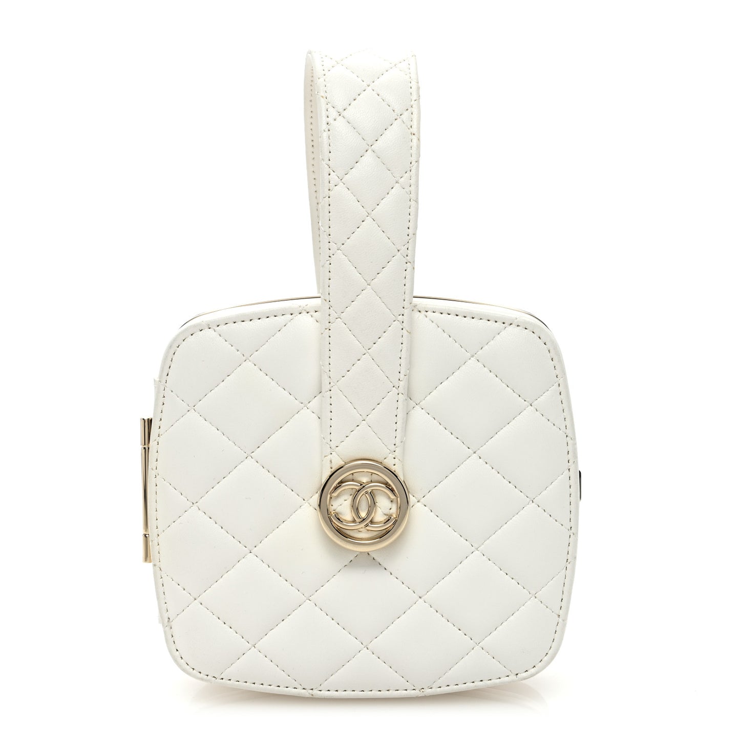 Lambskin Minaudiere Vanity With Handle White