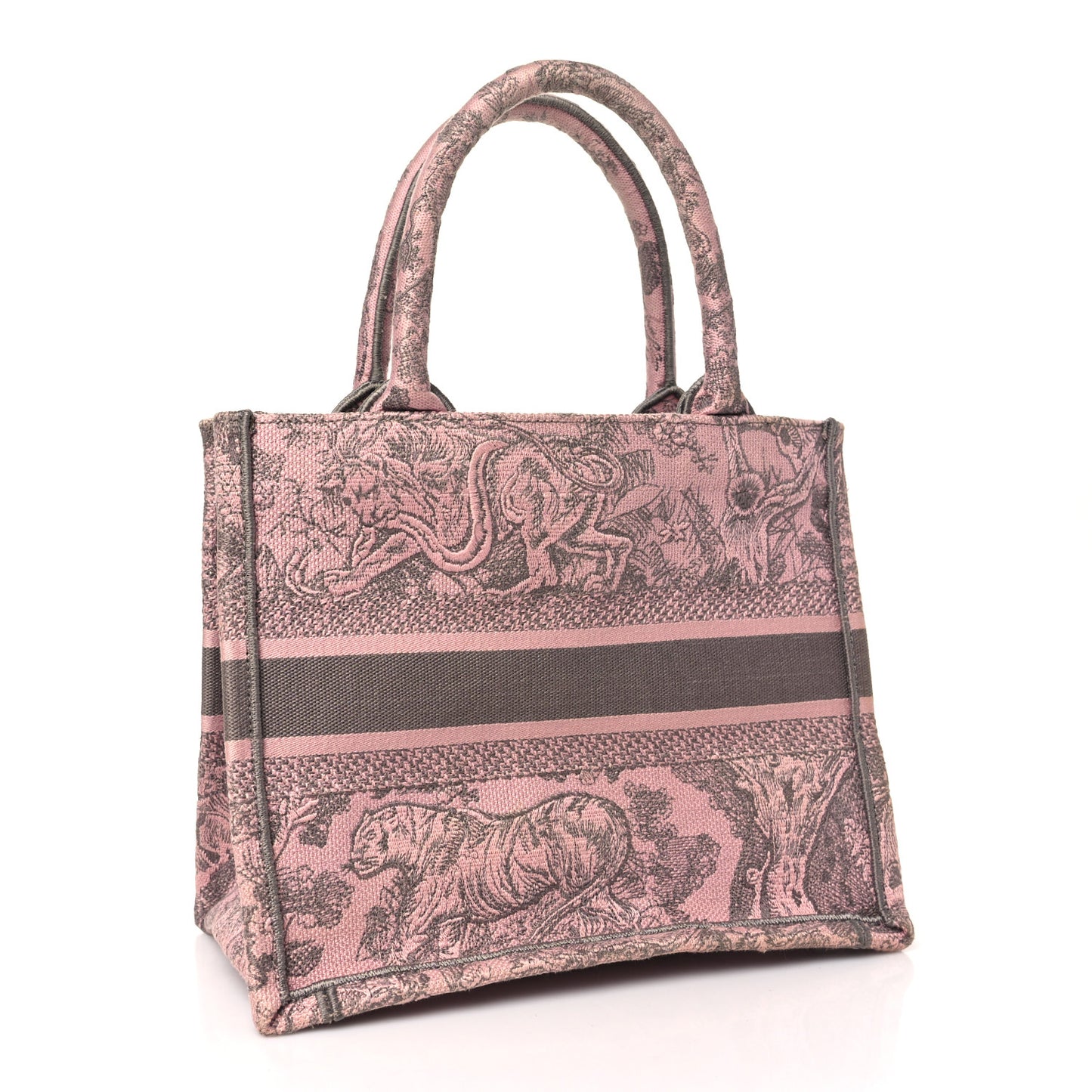 Canvas Embroidered Small Dioriviera Toile De Jouy Book Tote Pink