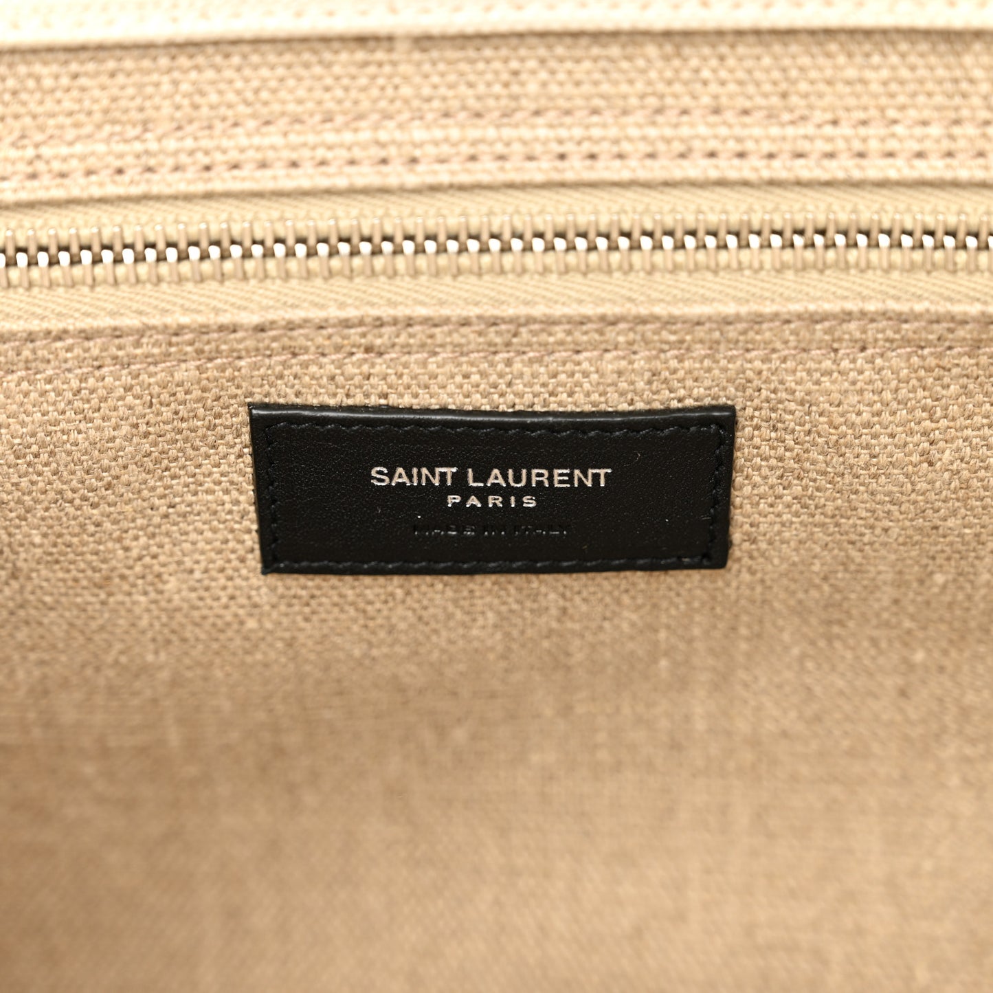 Linen Calfskin Small Rive Gauche Tote Greggio Natural