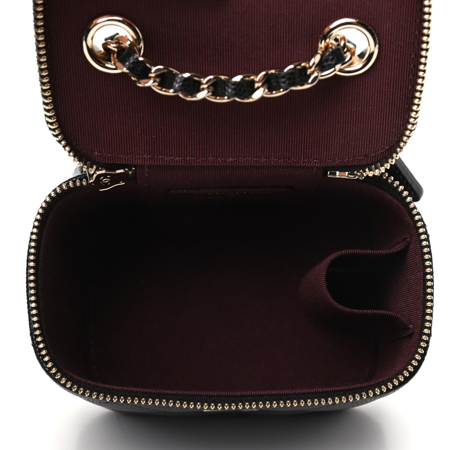 Caviar Quilted Mini Vanity Case With Chain Black