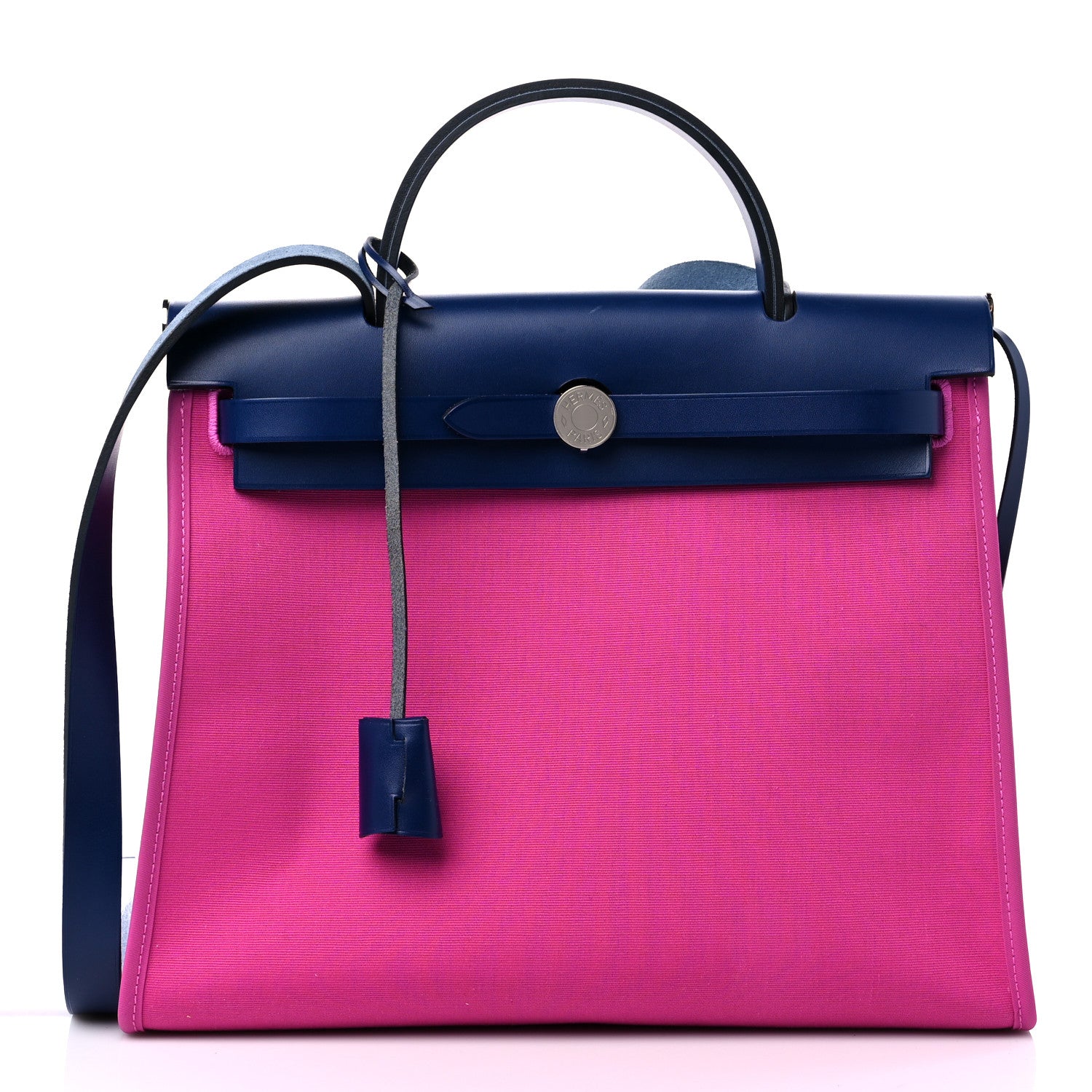 Hermes Vache Hunter Toile Herbag Zip 31 PM Magnolia Bleu Saphir 3 of 14